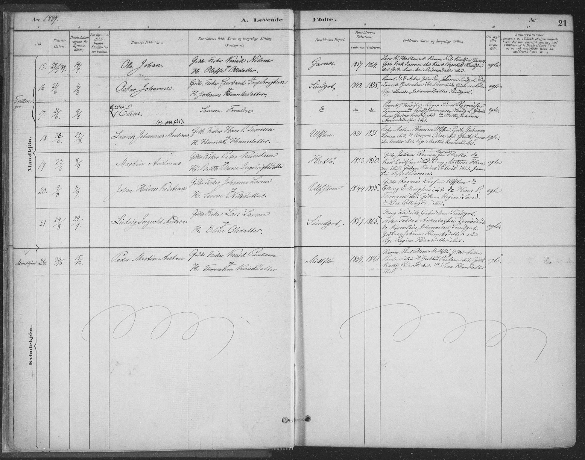 Ministerialprotokoller, klokkerbøker og fødselsregistre - Møre og Romsdal, AV/SAT-A-1454/509/L0106: Parish register (official) no. 509A04, 1883-1922, p. 21