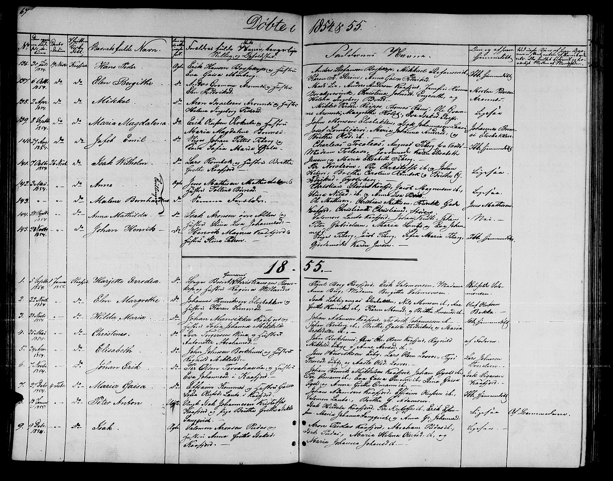 Talvik sokneprestkontor, SATØ/S-1337/H/Hb/L0001klokker: Parish register (copy) no. 1, 1847-1863, p. 67