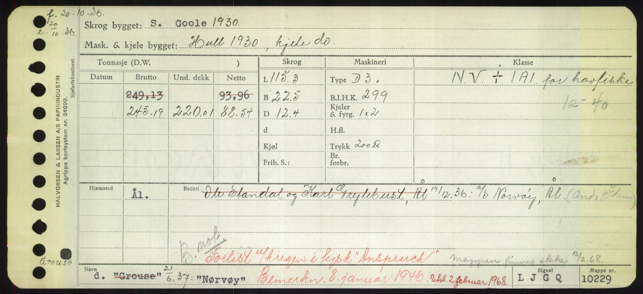 Sjøfartsdirektoratet med forløpere, Skipsmålingen, RA/S-1627/H/Hd/L0027: Fartøy, Norhop-Nør, p. 509