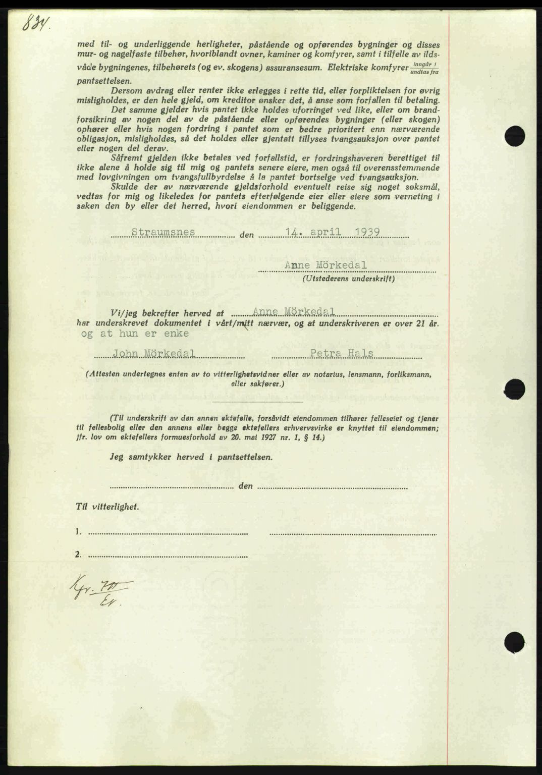 Nordmøre sorenskriveri, AV/SAT-A-4132/1/2/2Ca: Mortgage book no. B85, 1939-1939, Diary no: : 2231/1939