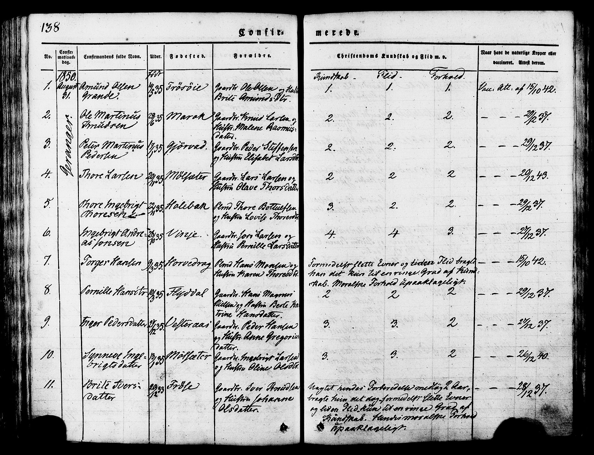 Ministerialprotokoller, klokkerbøker og fødselsregistre - Møre og Romsdal, SAT/A-1454/517/L0221: Parish register (official) no. 517A01, 1827-1858, p. 138