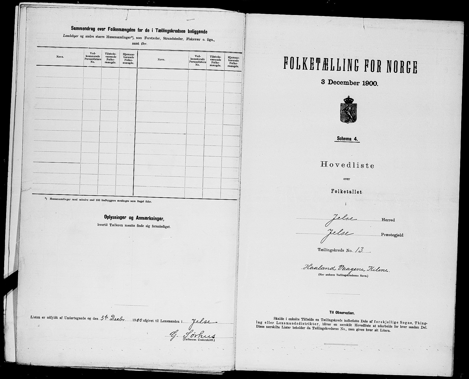 SAST, 1900 census for Jelsa, 1900, p. 43