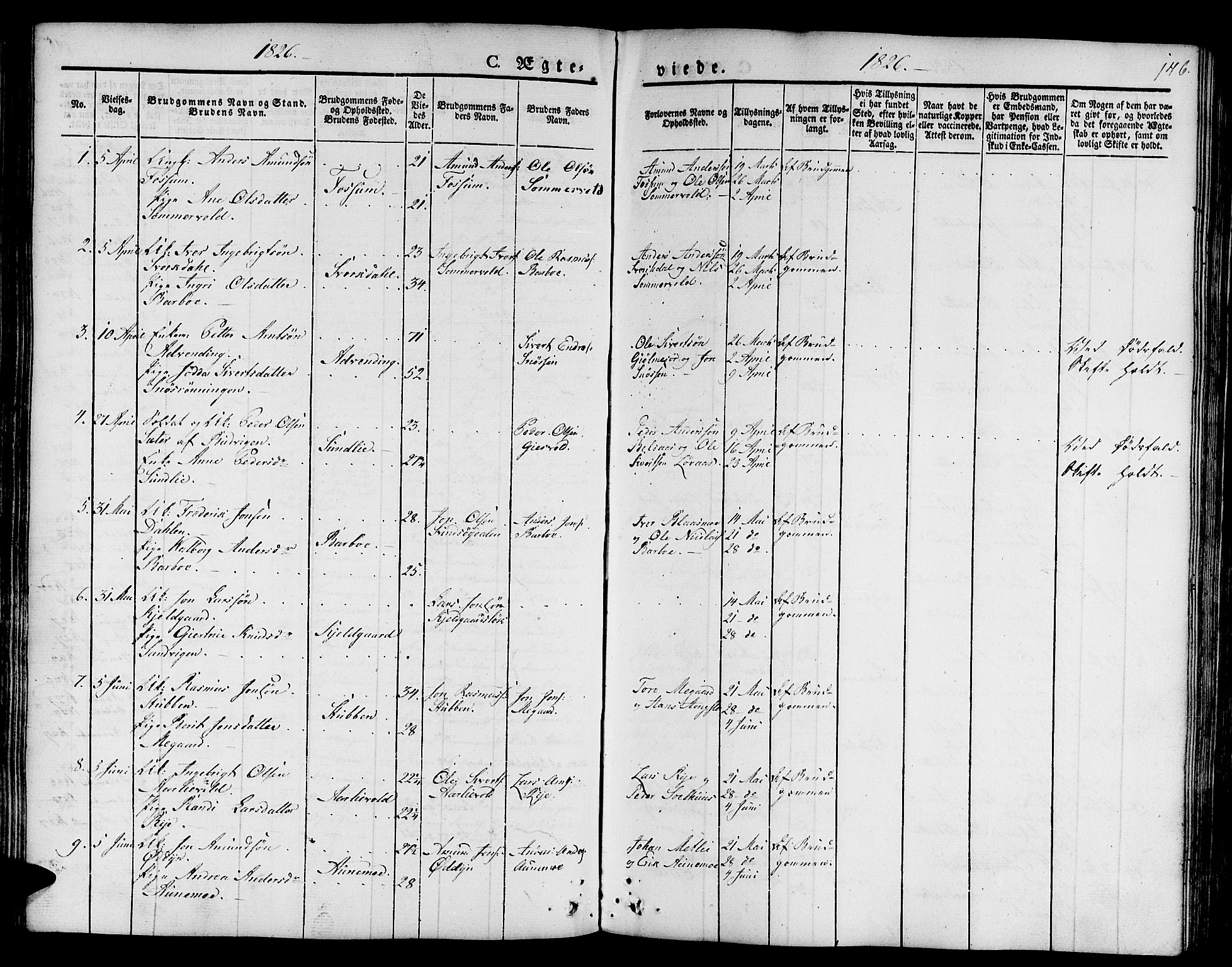 Ministerialprotokoller, klokkerbøker og fødselsregistre - Sør-Trøndelag, SAT/A-1456/668/L0804: Parish register (official) no. 668A04, 1826-1839, p. 146