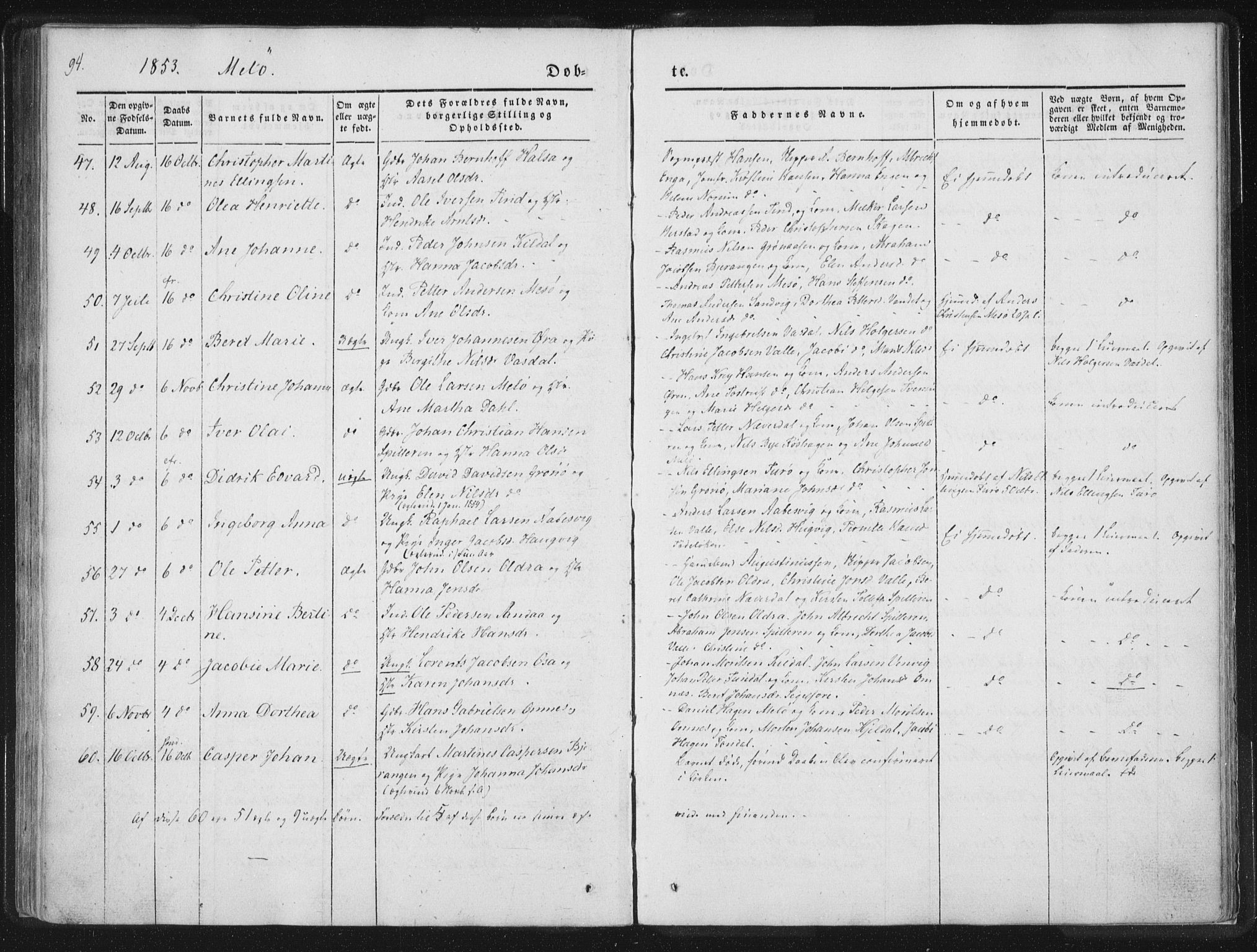 Ministerialprotokoller, klokkerbøker og fødselsregistre - Nordland, AV/SAT-A-1459/841/L0602: Parish register (official) no. 841A08 /2, 1845-1859, p. 94