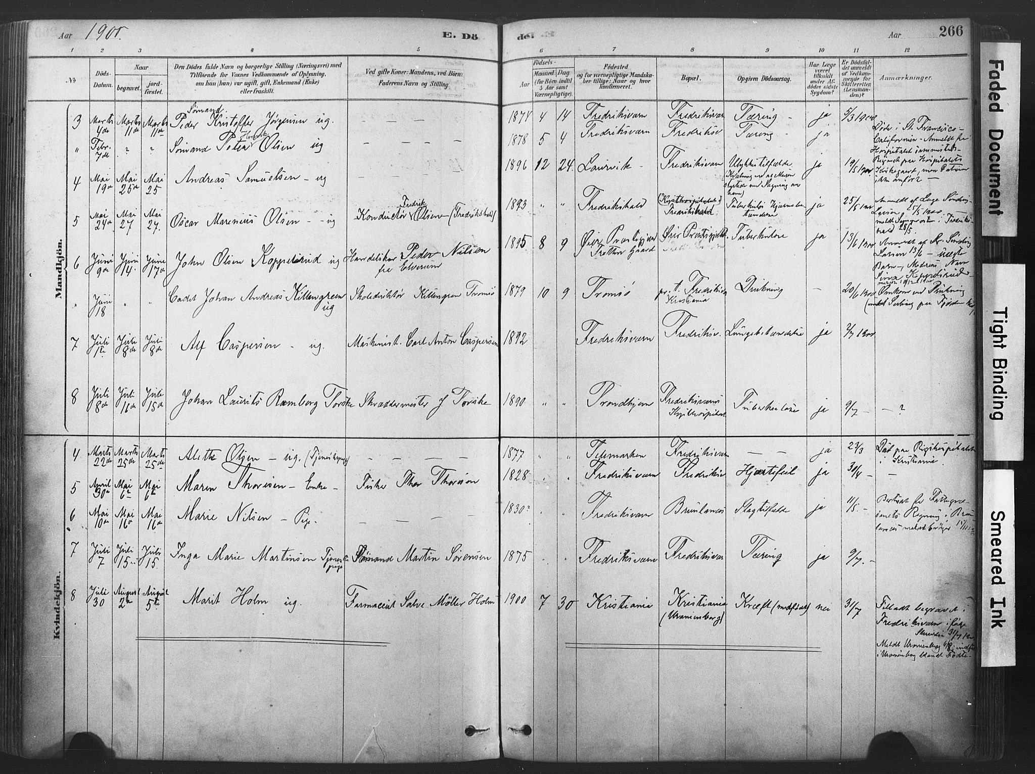 Stavern kirkebøker, SAKO/A-318/F/Fa/L0008: Parish register (official) no. 8, 1878-1905, p. 266