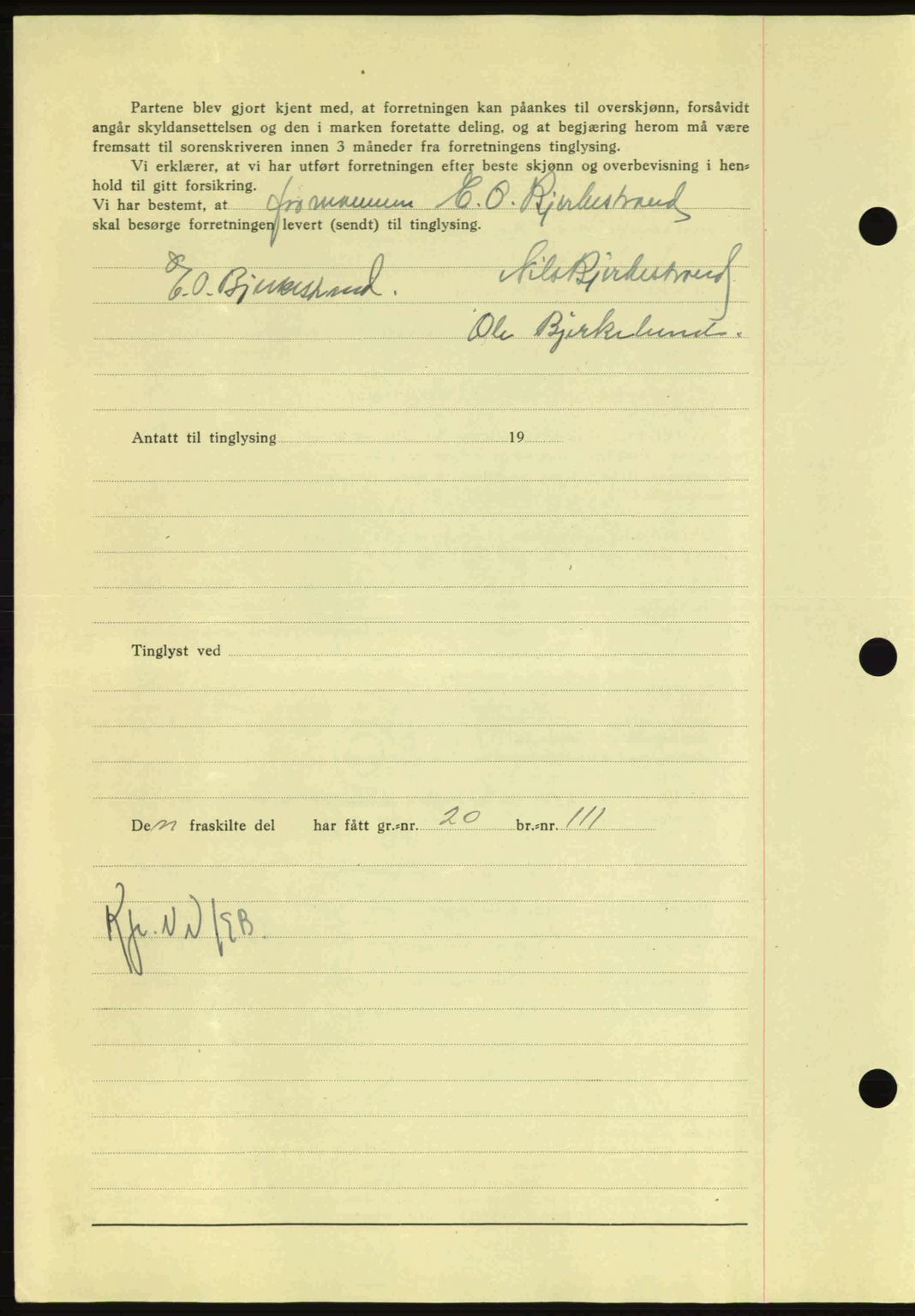 Nordmøre sorenskriveri, AV/SAT-A-4132/1/2/2Ca: Mortgage book no. A91, 1941-1942, Diary no: : 2218/1941