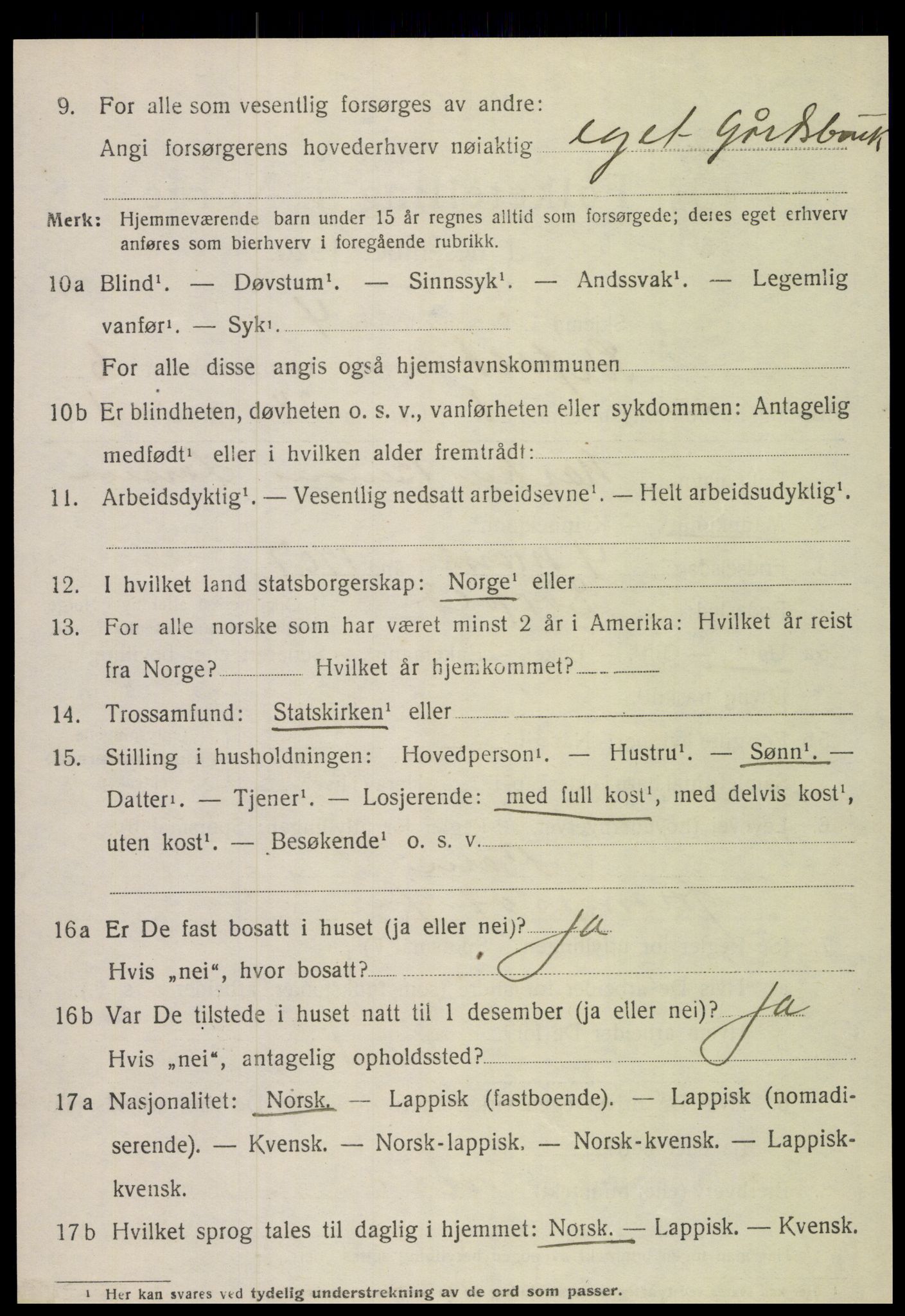 SAT, 1920 census for Sørfold, 1920, p. 3312