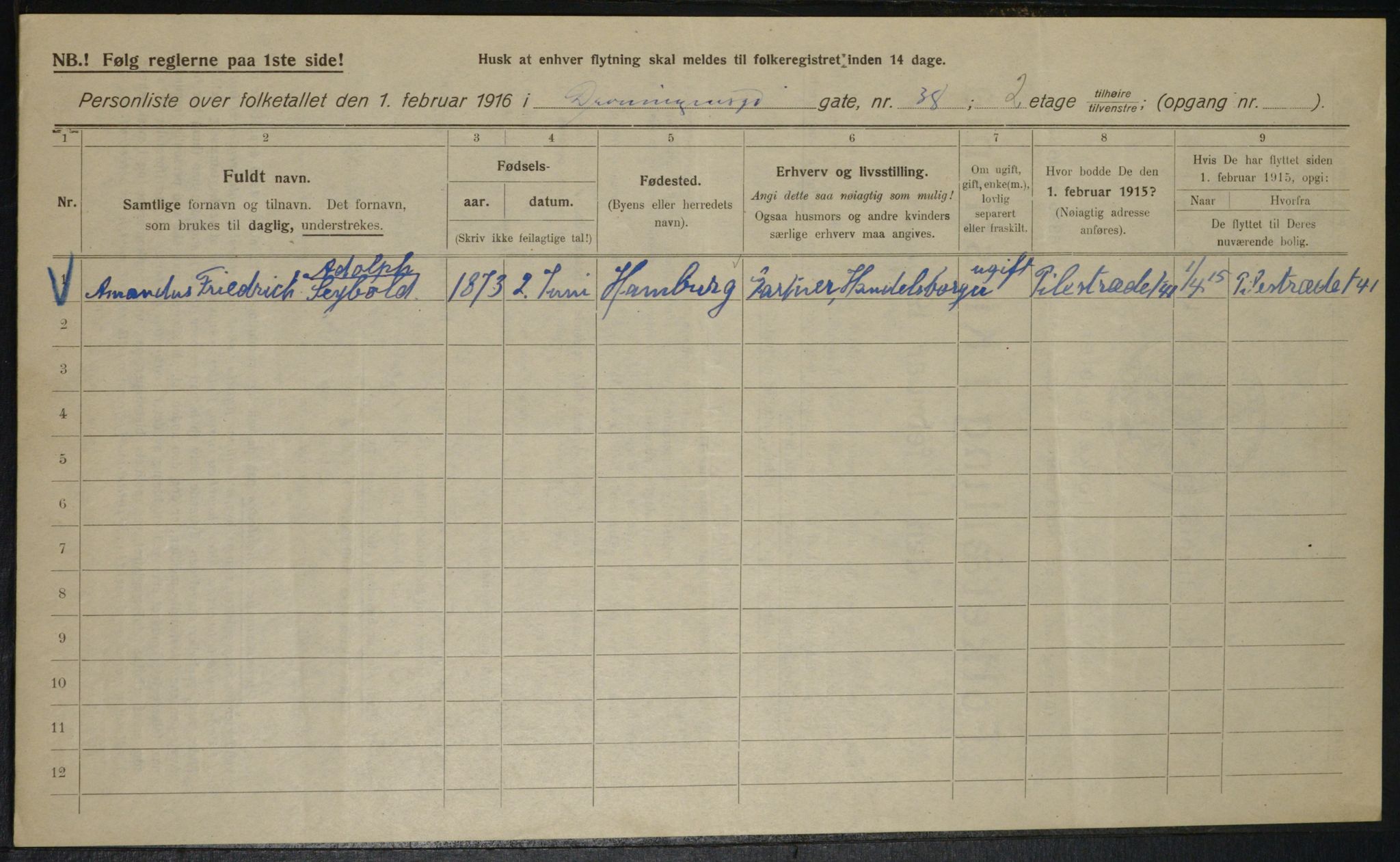 OBA, Municipal Census 1916 for Kristiania, 1916, p. 17476