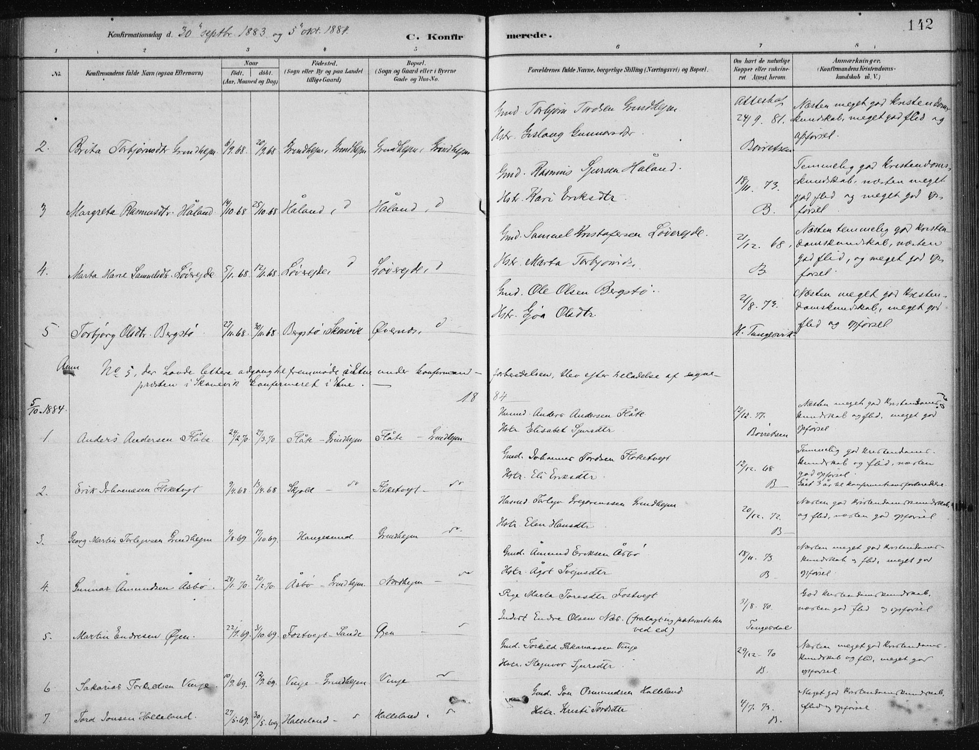 Etne sokneprestembete, AV/SAB-A-75001/H/Haa: Parish register (official) no. D  1, 1879-1919, p. 142