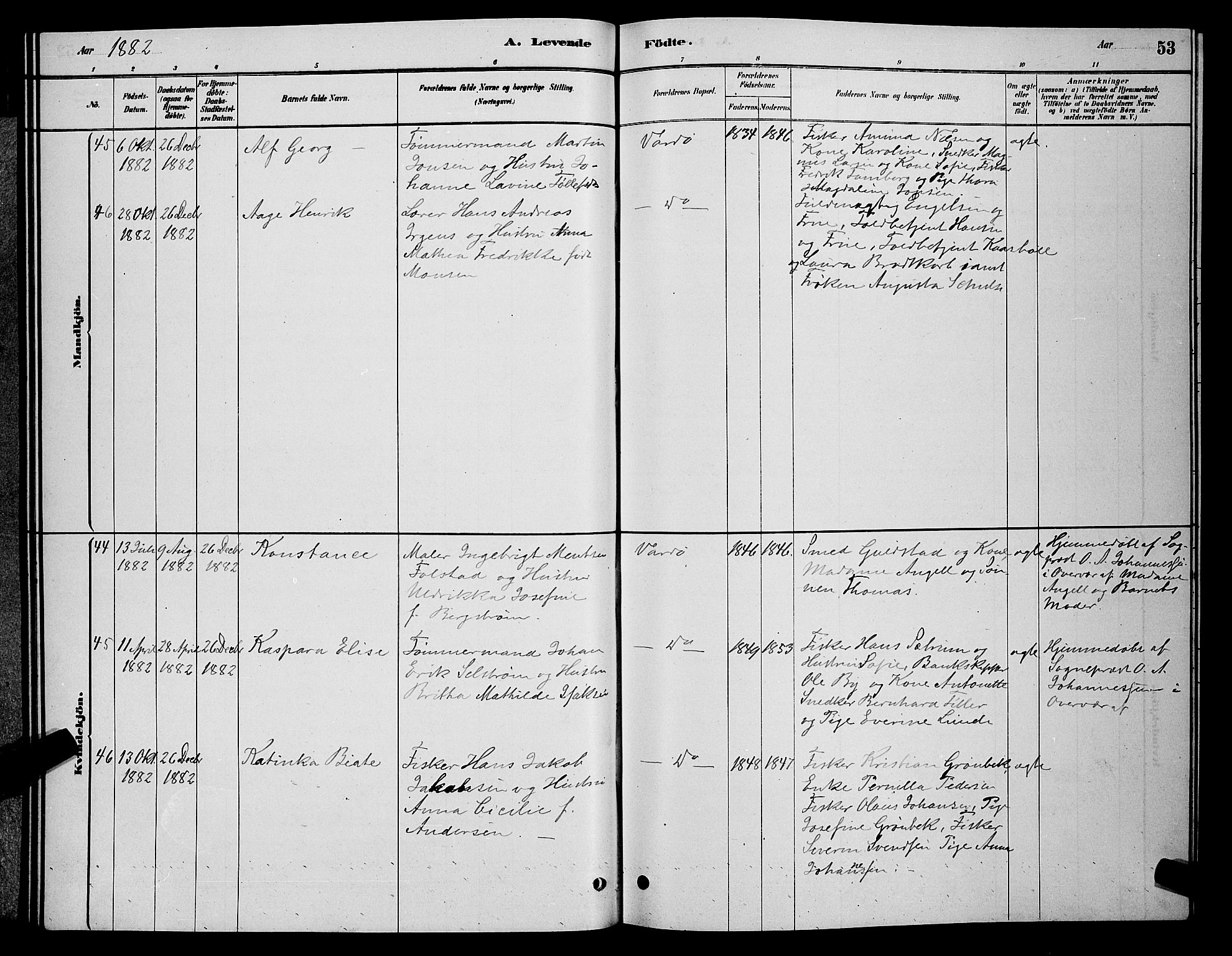 Vardø sokneprestkontor, AV/SATØ-S-1332/H/Hb/L0004klokker: Parish register (copy) no. 4, 1879-1887, p. 53