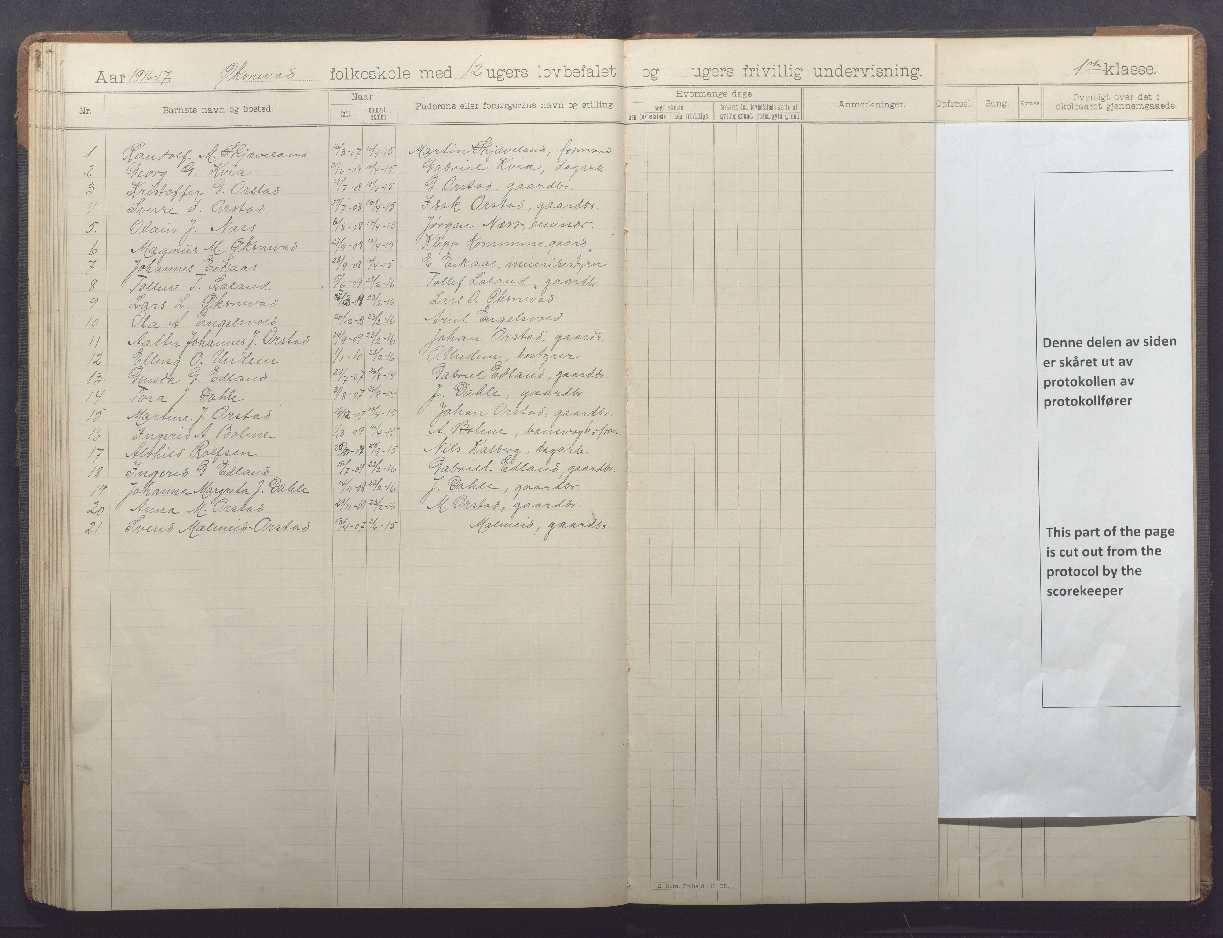 Klepp kommune - Engelsvoll skole, IKAR/K-100299/H/L0001: Skoleprotokoll, 1908-1918, p. 82