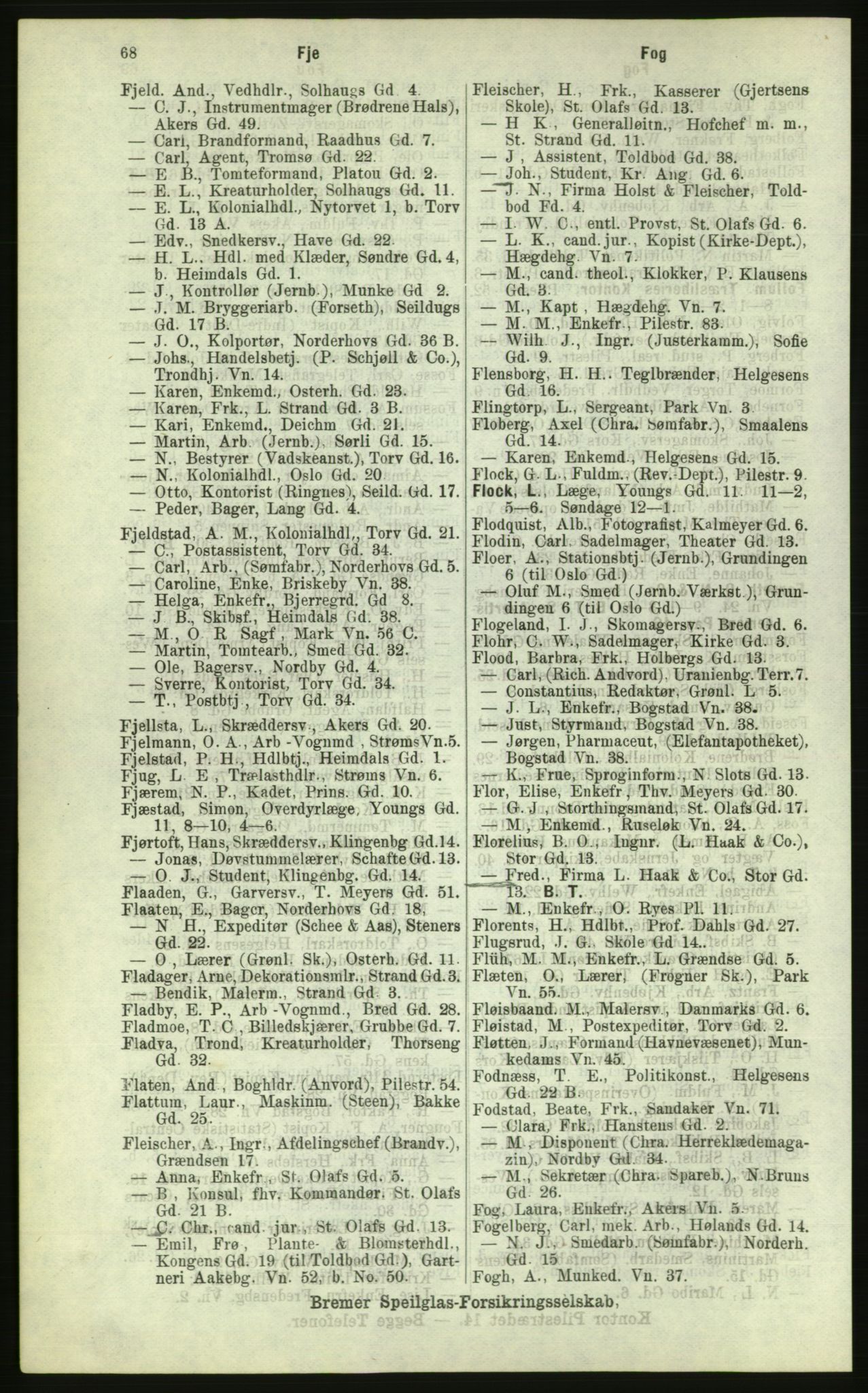 Kristiania/Oslo adressebok, PUBL/-, 1884, p. 68