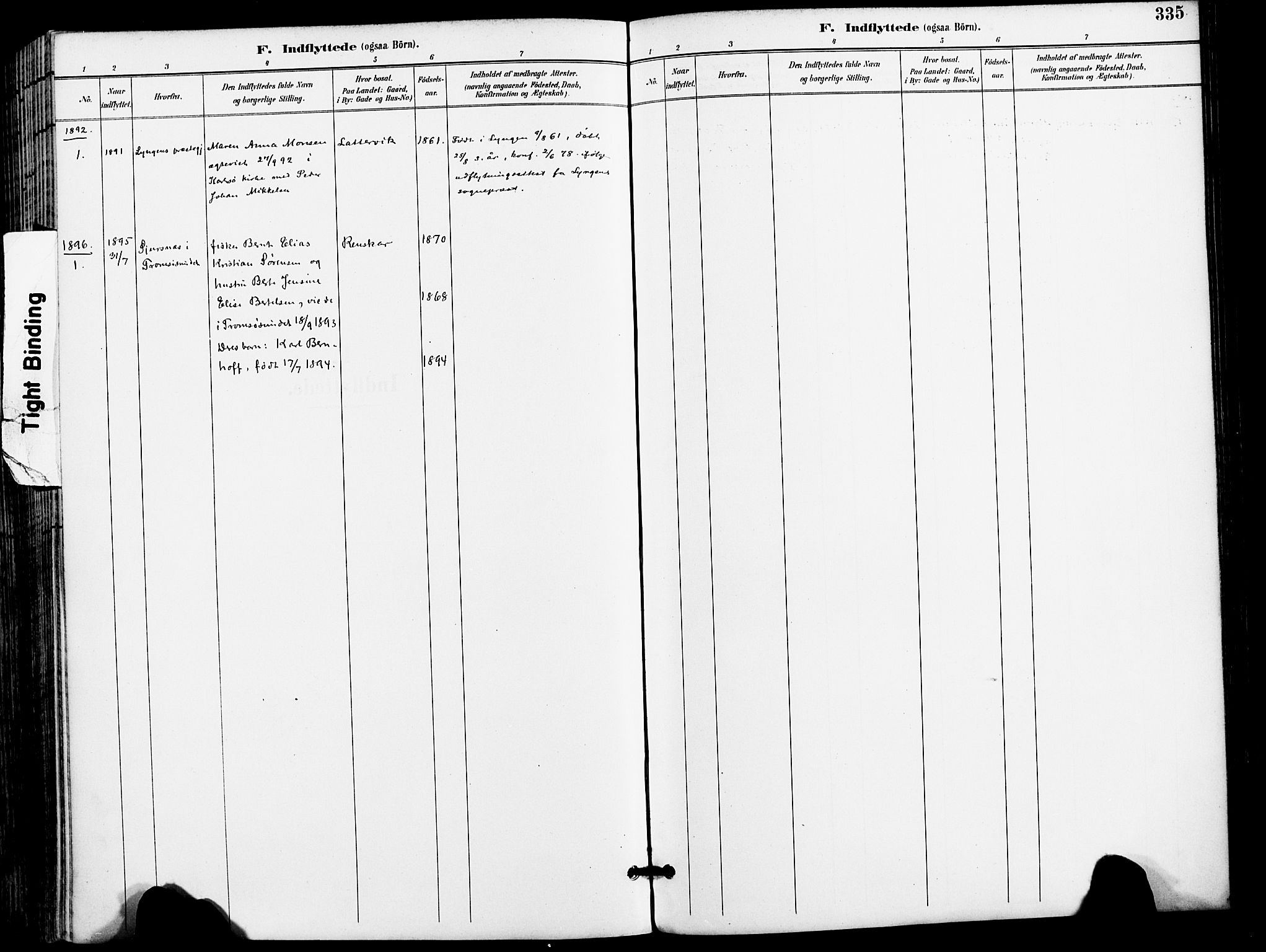 Karlsøy sokneprestembete, SATØ/S-1299/H/Ha/Haa/L0007kirke: Parish register (official) no. 7, 1891-1902, p. 335
