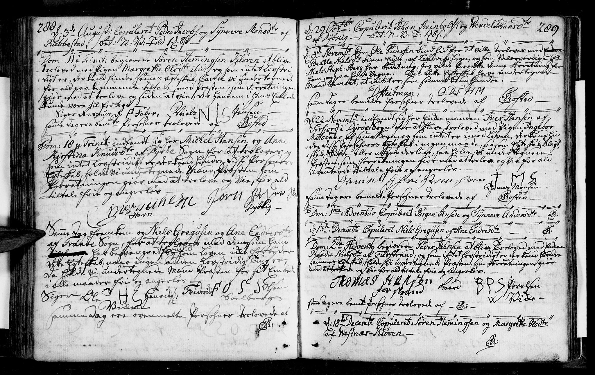Tranøy sokneprestkontor, SATØ/S-1313/I/Ia/Iaa/L0001kirke: Parish register (official) no. 1, 1757-1773, p. 288-289