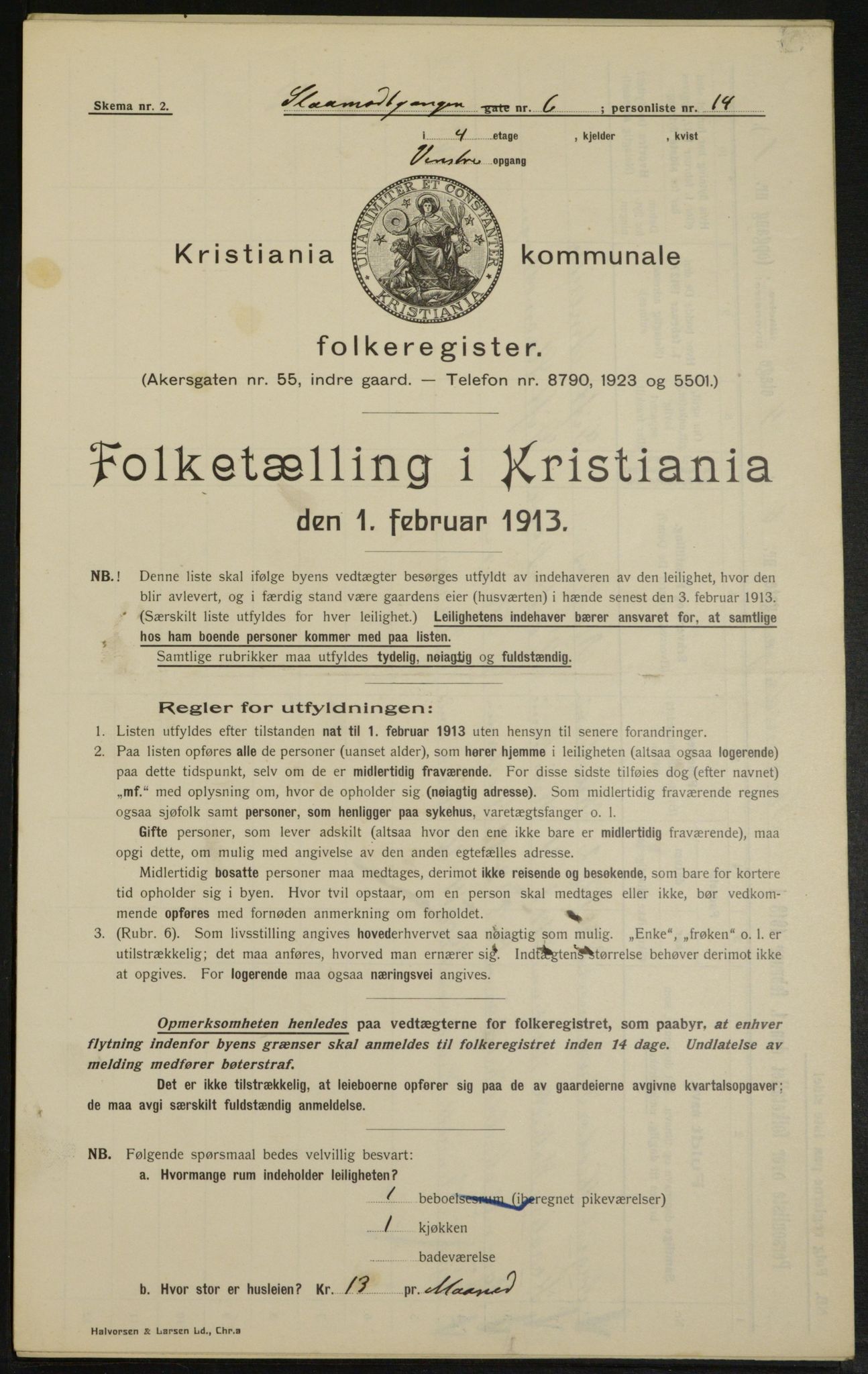 OBA, Municipal Census 1913 for Kristiania, 1913, p. 96953