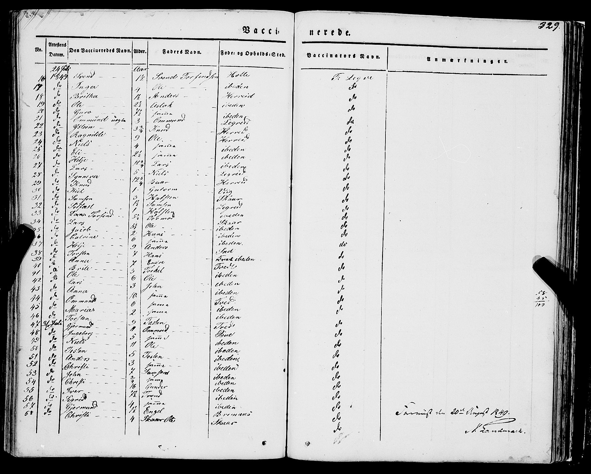 Ulvik sokneprestembete, AV/SAB-A-78801/H/Haa: Parish register (official) no. A 12, 1839-1853, p. 329