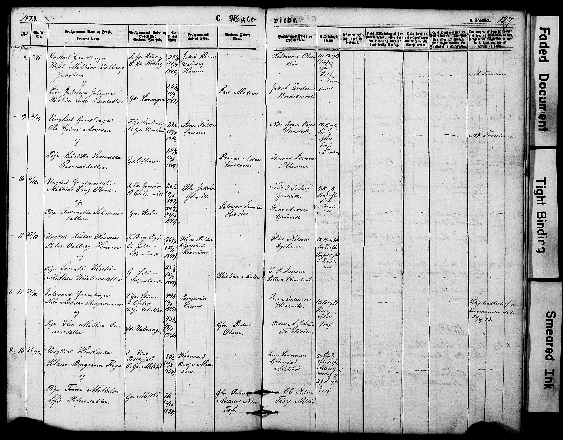 Ministerialprotokoller, klokkerbøker og fødselsregistre - Nordland, AV/SAT-A-1459/865/L0930: Parish register (copy) no. 865C02, 1866-1884, p. 127