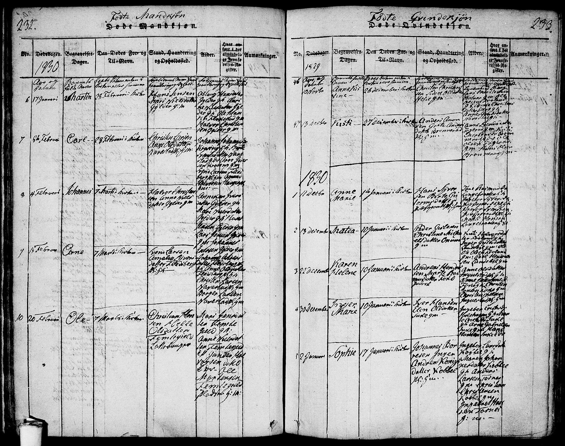 Våler prestekontor Kirkebøker, AV/SAO-A-11083/F/Fa/L0005: Parish register (official) no. I 5, 1815-1839, p. 232-233