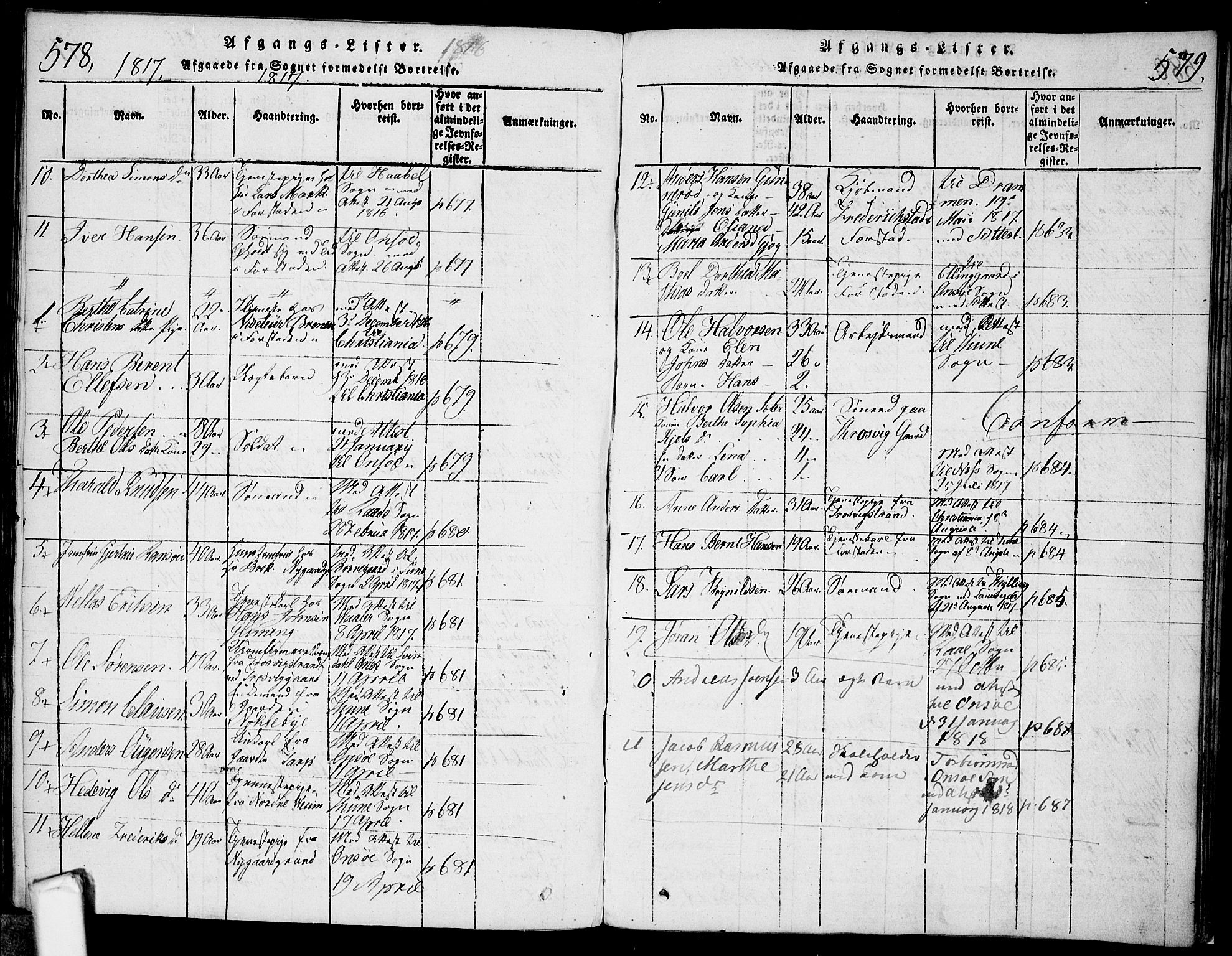 Glemmen prestekontor Kirkebøker, AV/SAO-A-10908/F/Fa/L0004: Parish register (official) no. 4, 1816-1838, p. 578-579