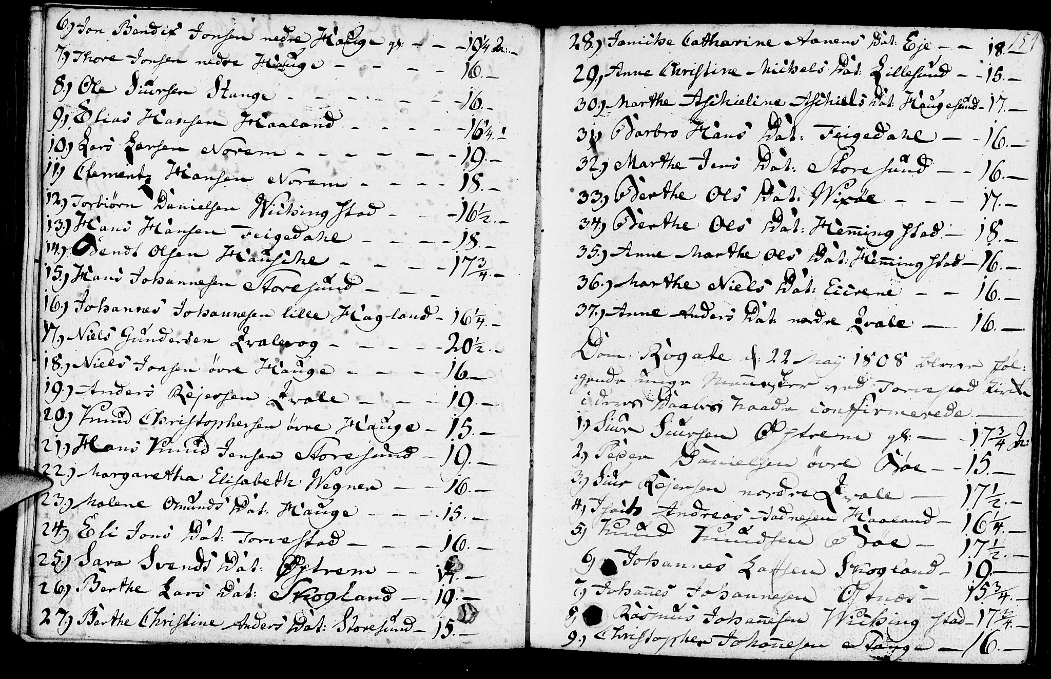 Torvastad sokneprestkontor, SAST/A -101857/H/Ha/Haa/L0002: Parish register (official) no. A 2, 1801-1817, p. 154