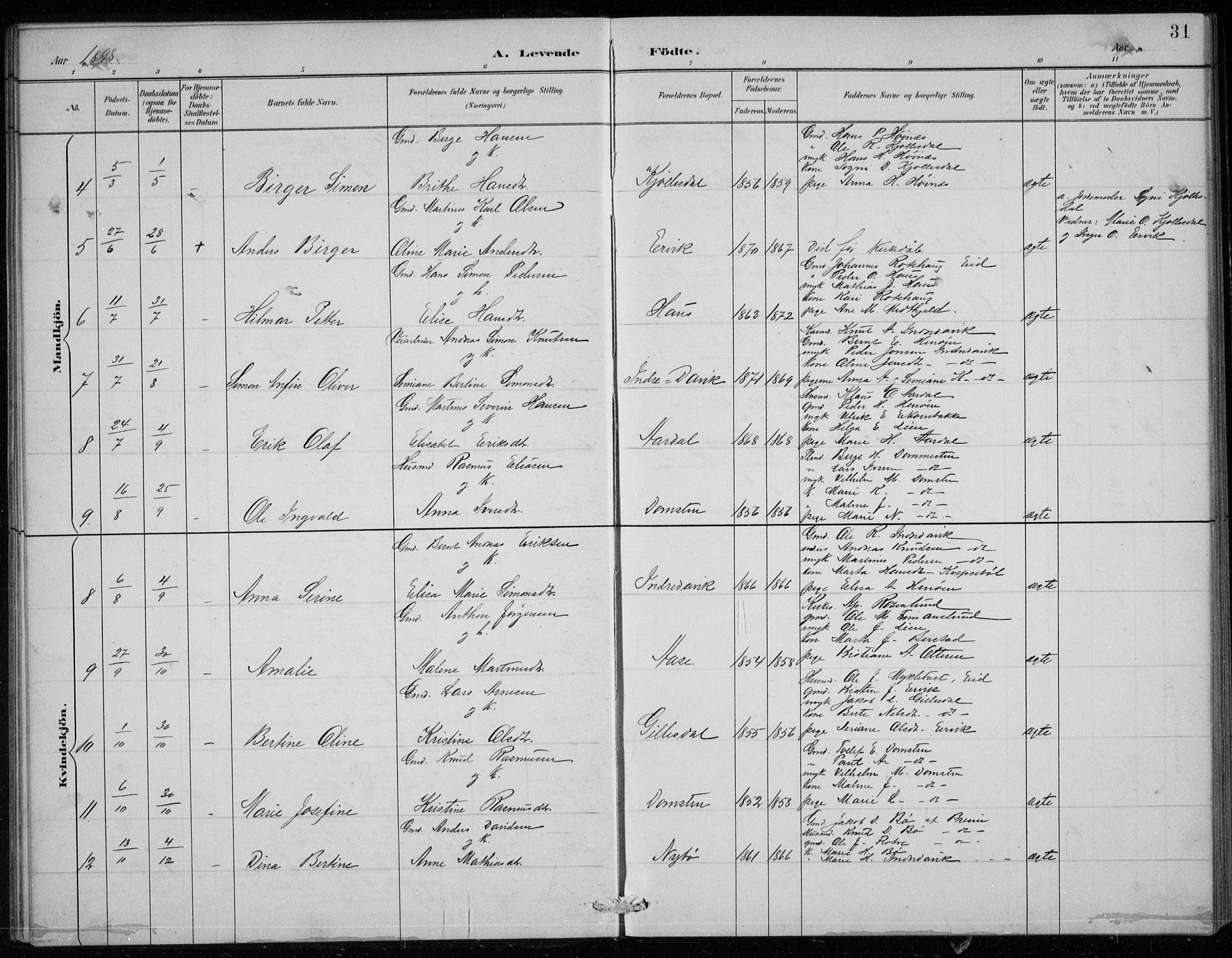 Davik sokneprestembete, AV/SAB-A-79701/H/Hab/Haba/L0002: Parish register (copy) no. A 2, 1890-1911, p. 31