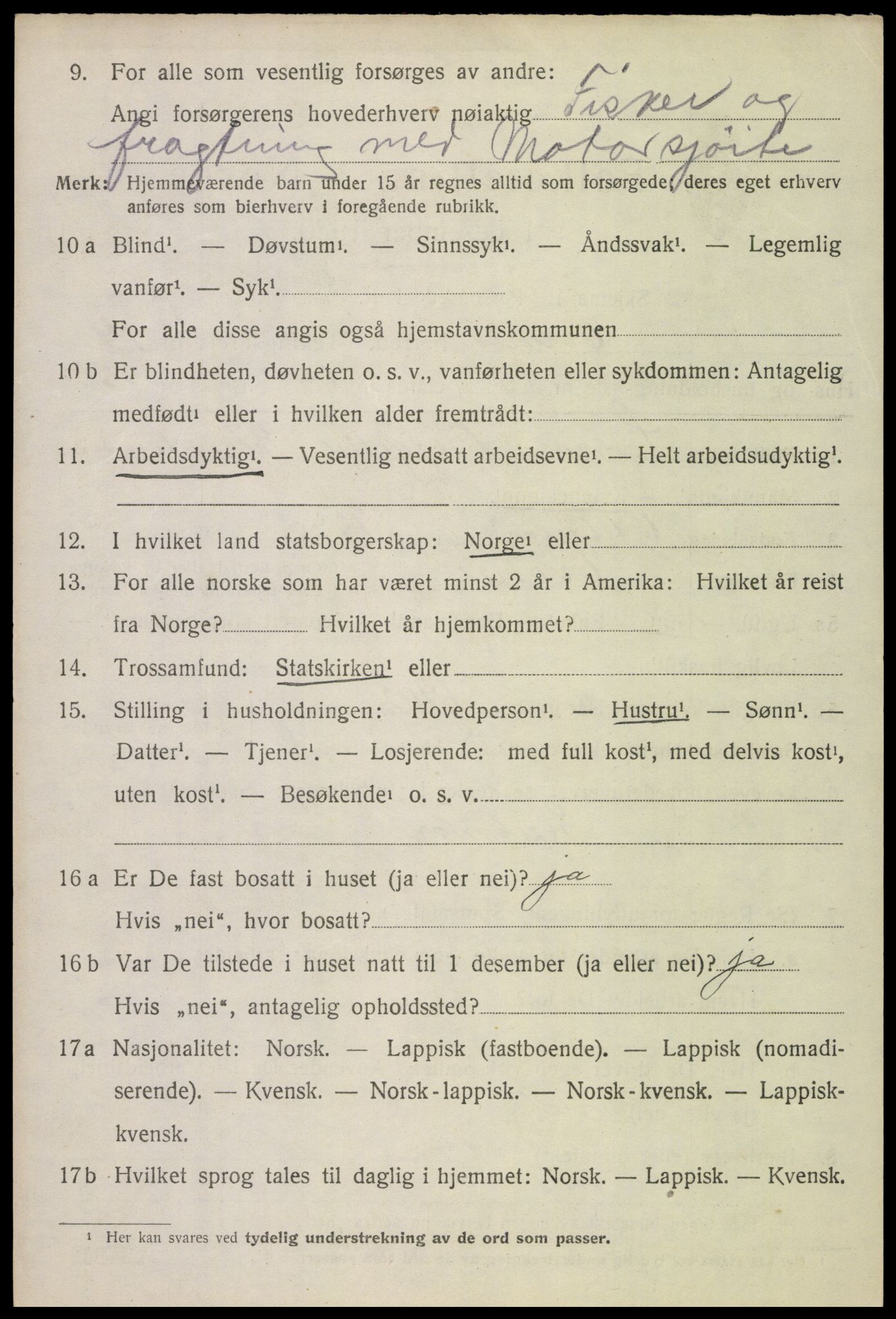 SAT, 1920 census for Evenes, 1920, p. 12491