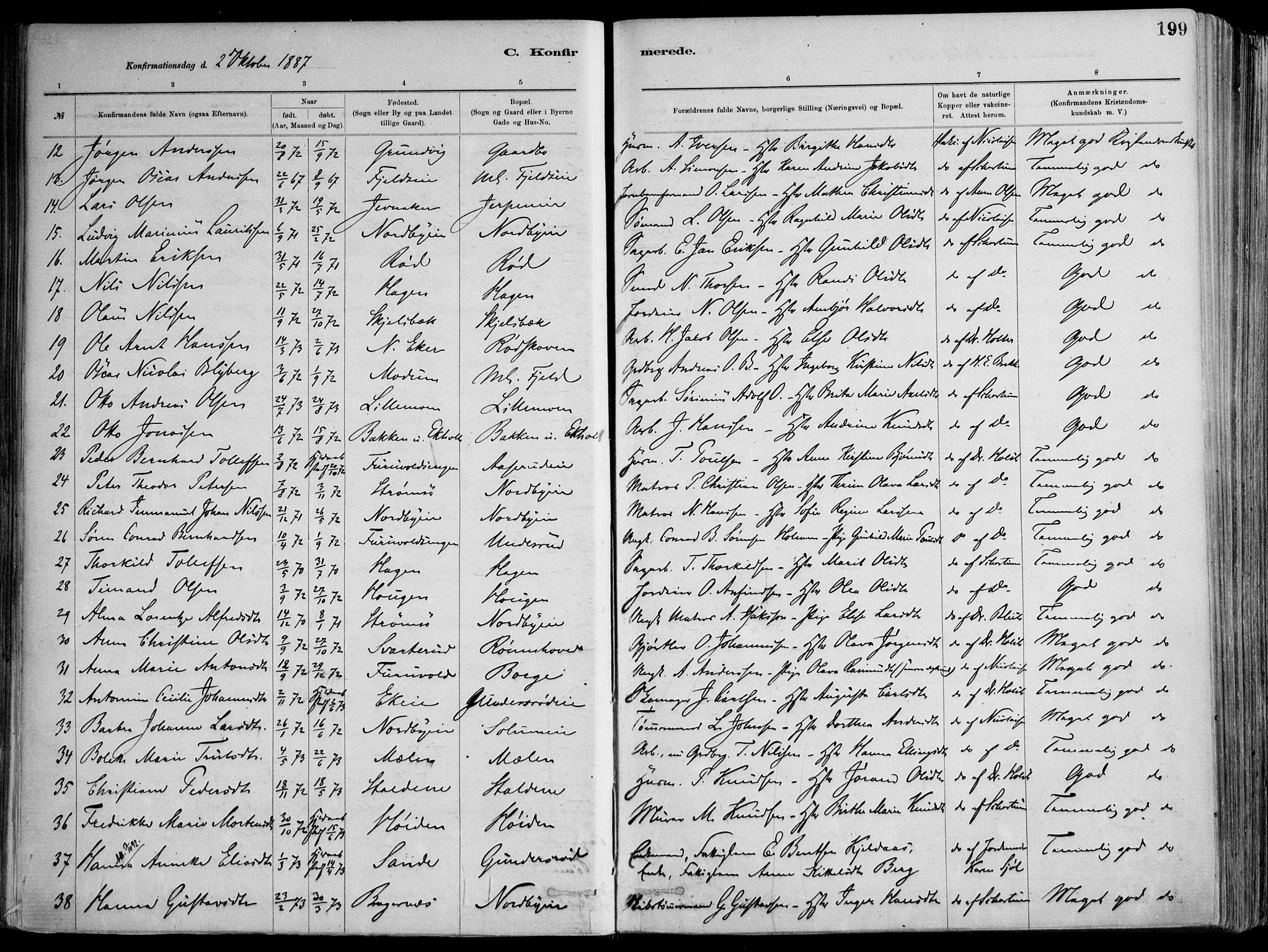 Skoger kirkebøker, AV/SAKO-A-59/F/Fa/L0006: Parish register (official) no. I 6, 1885-1910, p. 199