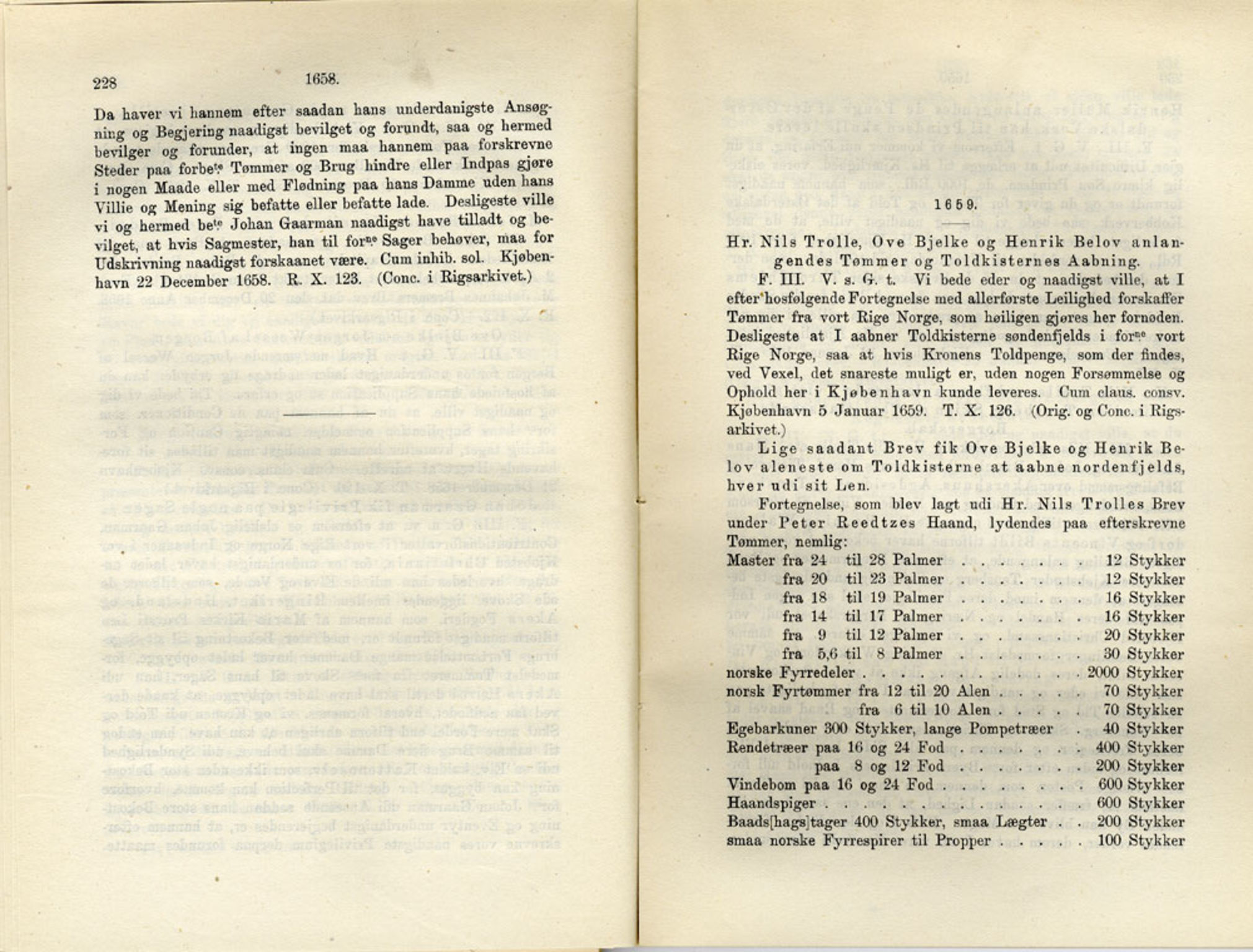 Publikasjoner utgitt av Det Norske Historiske Kildeskriftfond, PUBL/-/-/-: Norske Rigs-Registranter, bind 12, 1657-1660, p. 228-229