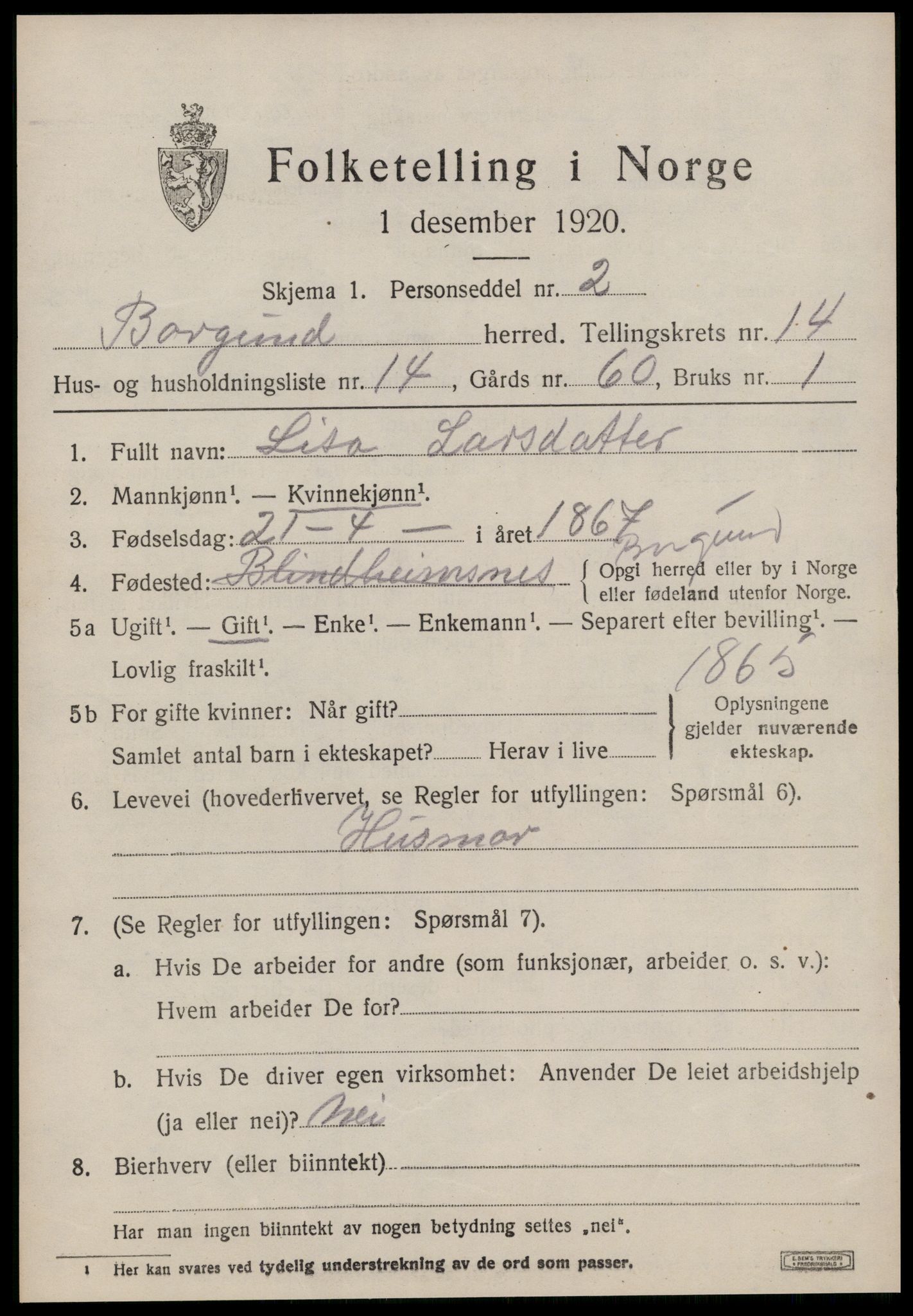 SAT, 1920 census for Borgund, 1920, p. 11242