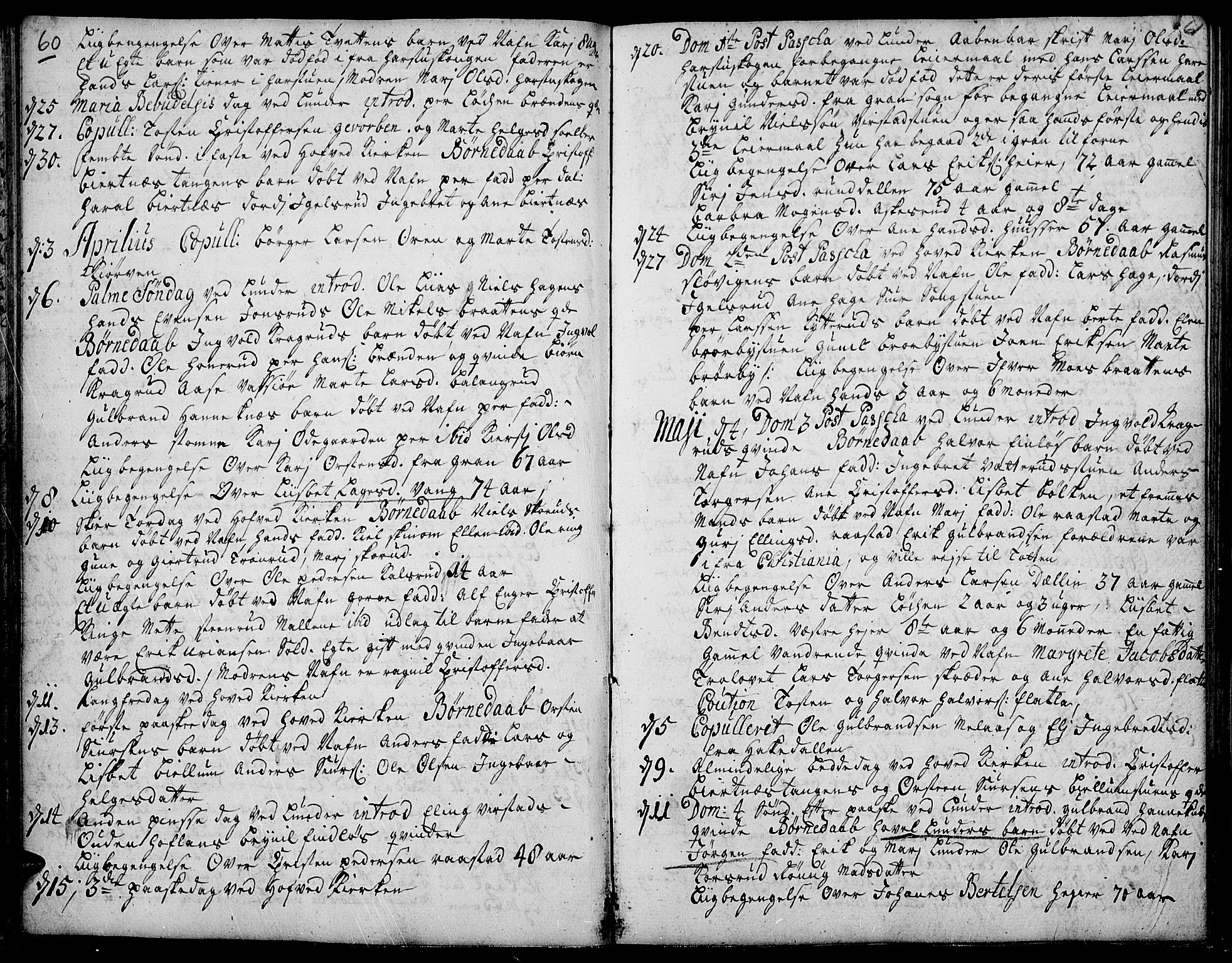 Jevnaker prestekontor, SAH/PREST-116/H/Ha/Haa/L0002: Parish register (official) no. 2, 1725-1751, p. 60-61