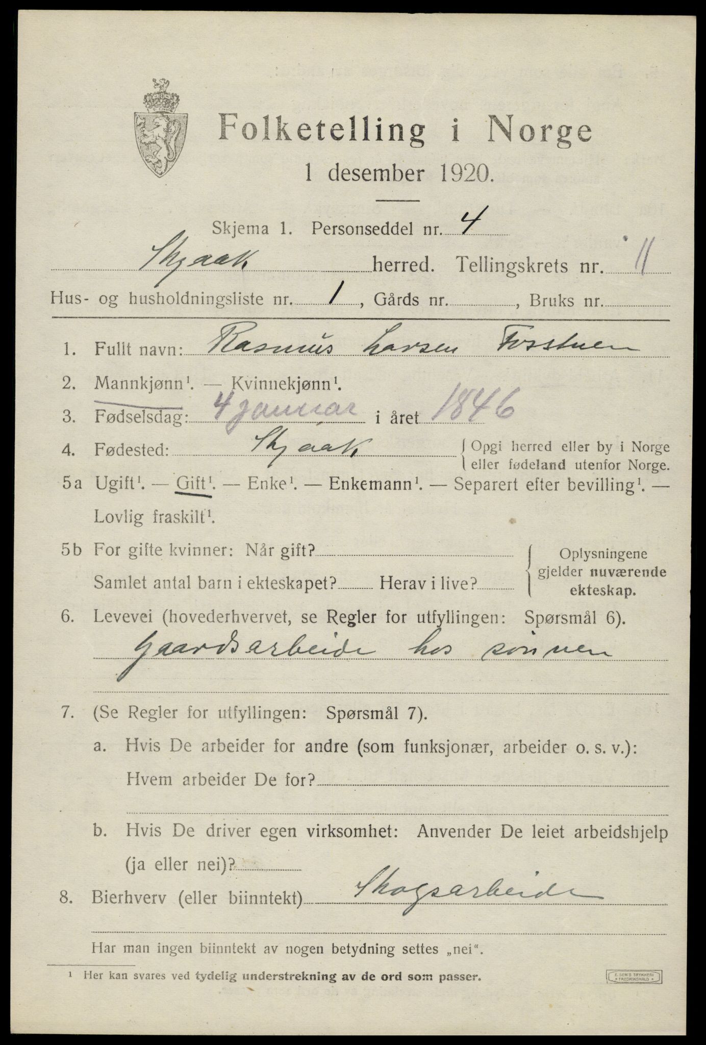 SAH, 1920 census for Skjåk, 1920, p. 4942