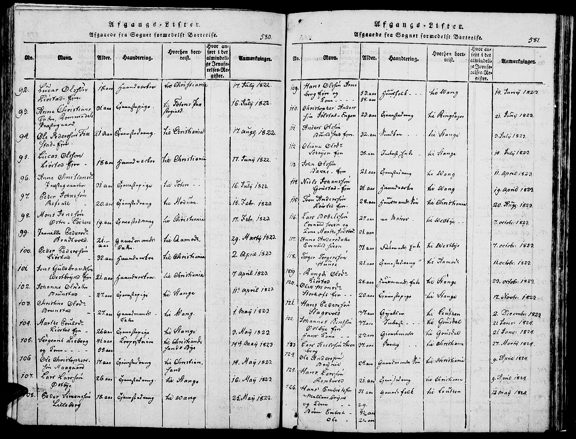 Romedal prestekontor, AV/SAH-PREST-004/K/L0002: Parish register (official) no. 2, 1814-1828, p. 580-581