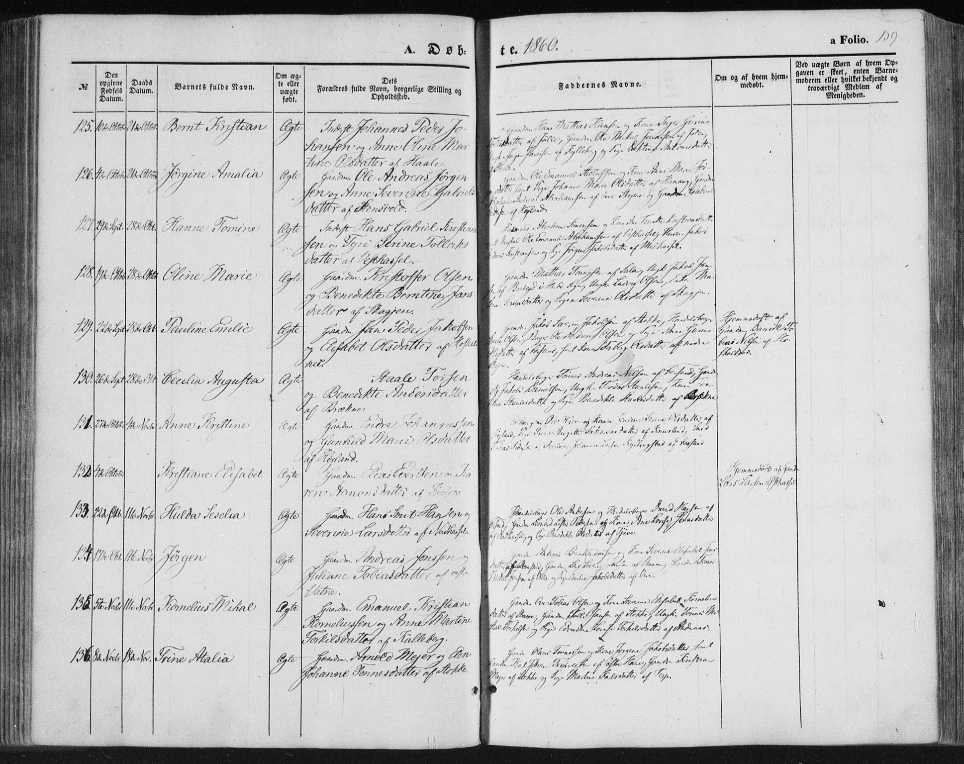 Lista sokneprestkontor, SAK/1111-0027/F/Fa/L0010: Parish register (official) no. A 10, 1846-1861, p. 159