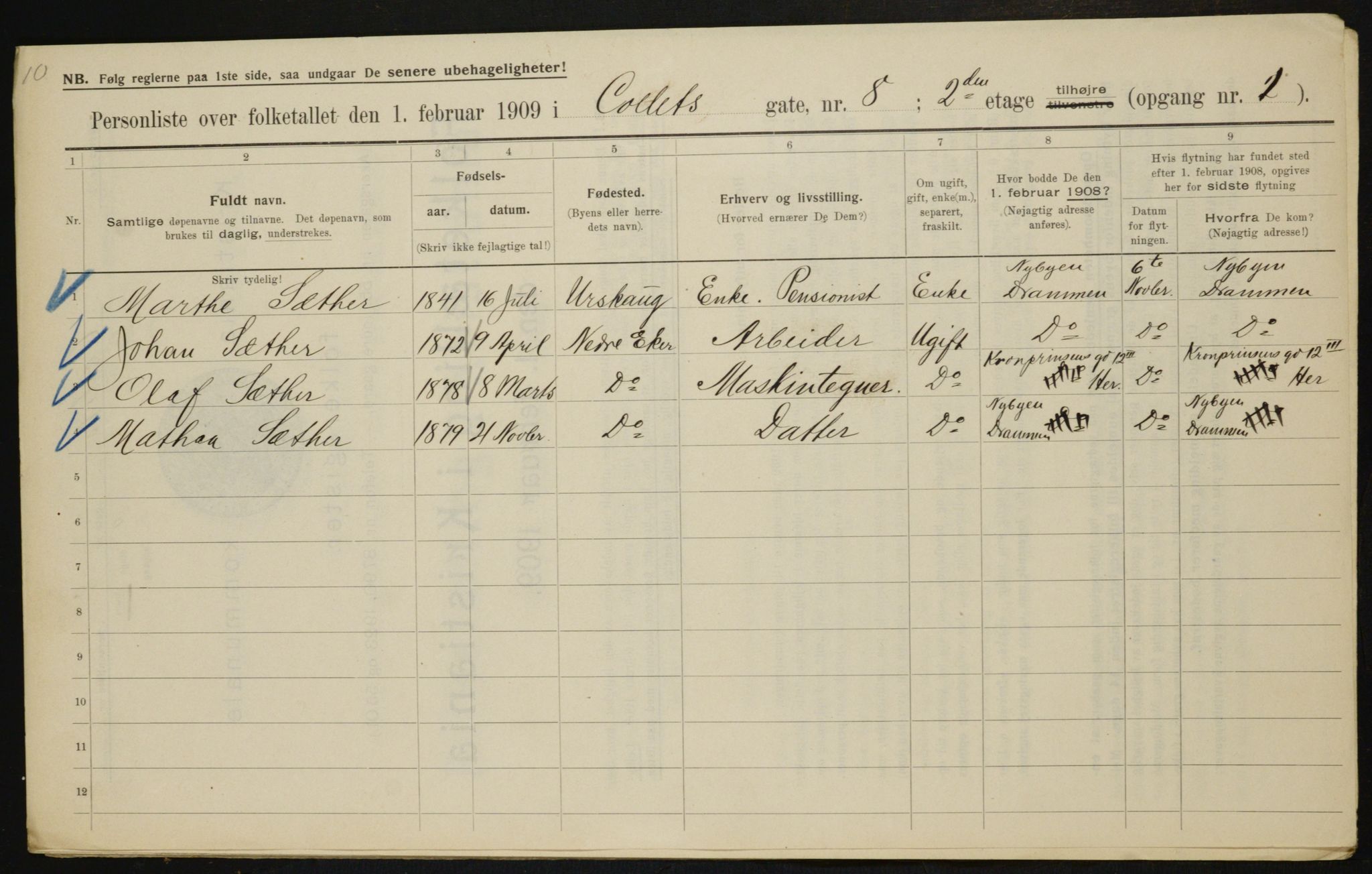 OBA, Municipal Census 1909 for Kristiania, 1909, p. 11823