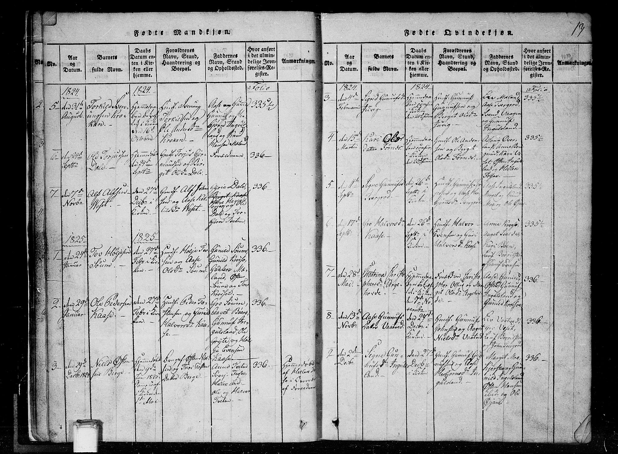 Tinn kirkebøker, SAKO/A-308/G/Gc/L0001: Parish register (copy) no. III 1, 1815-1879, p. 13