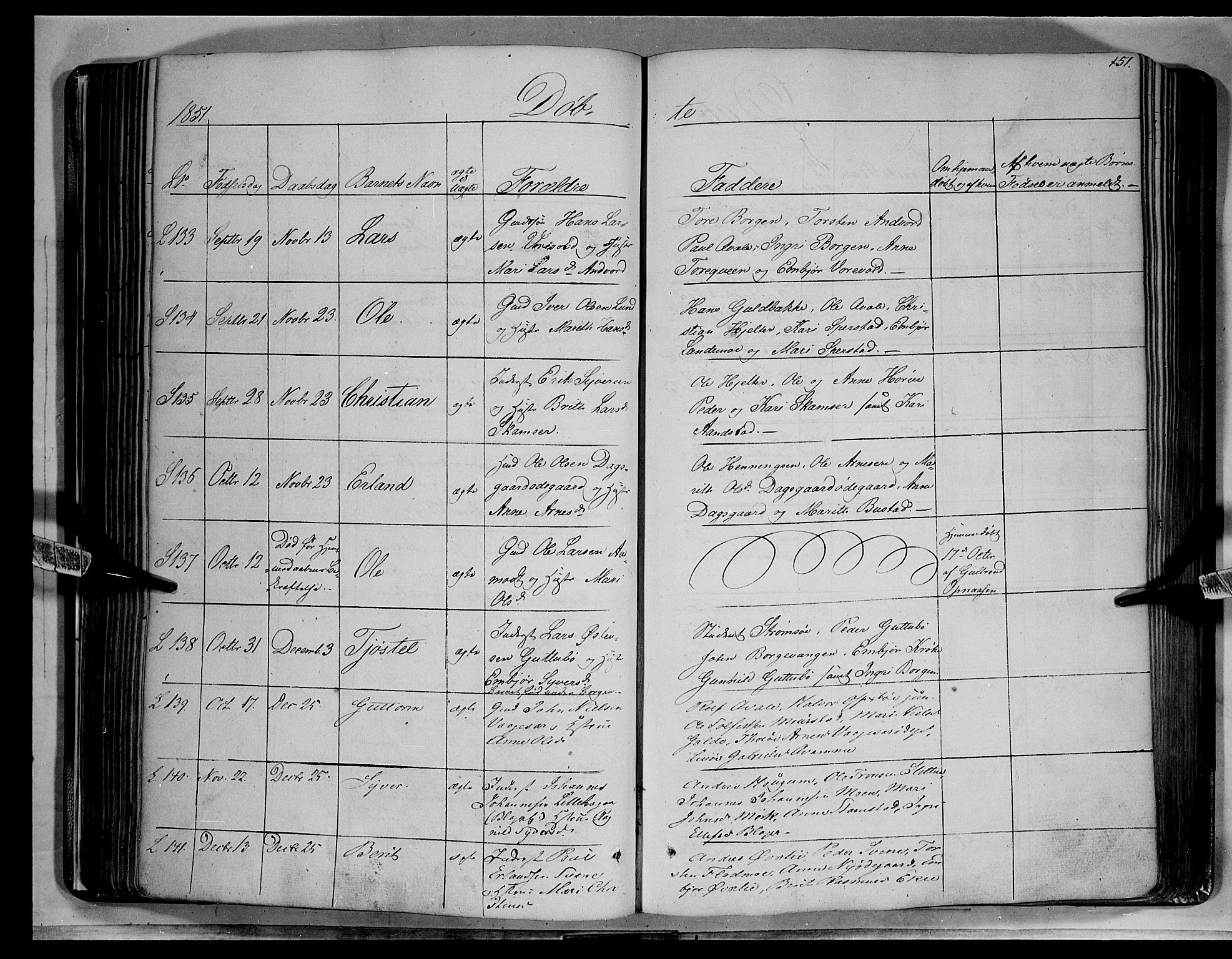 Lom prestekontor, AV/SAH-PREST-070/K/L0006: Parish register (official) no. 6A, 1837-1863, p. 151