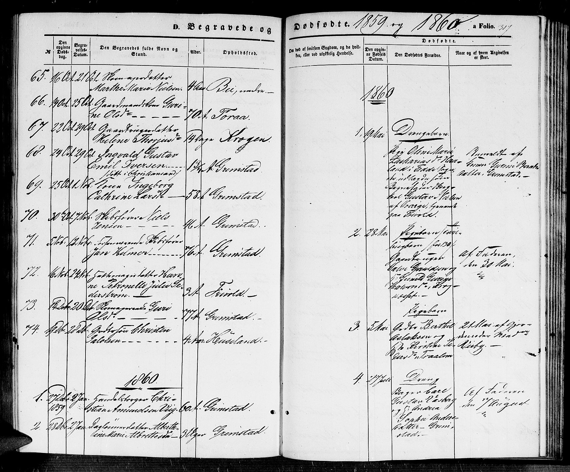Fjære sokneprestkontor, SAK/1111-0011/F/Fb/L0008: Parish register (copy) no. B 8, 1854-1867, p. 317