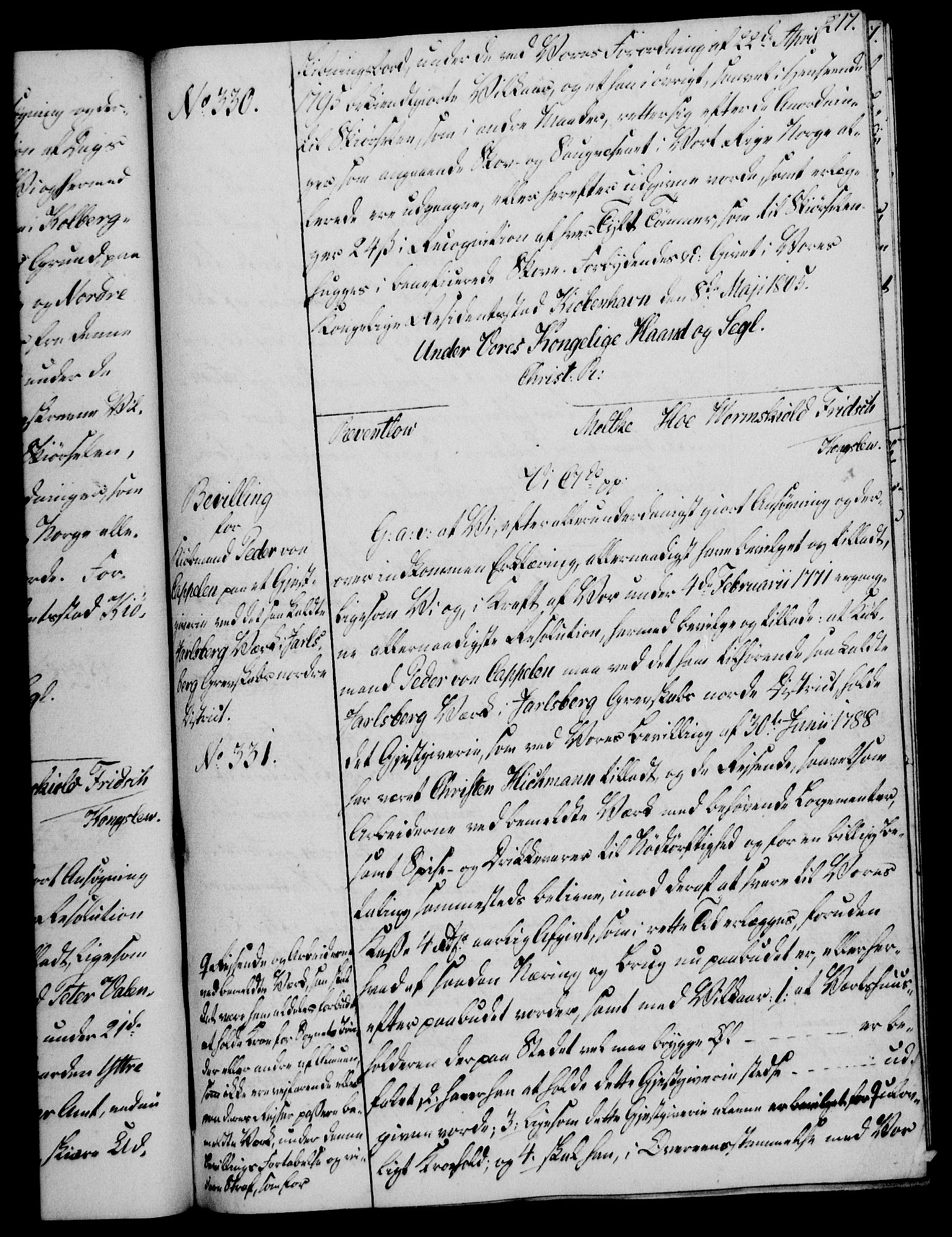 Rentekammeret, Kammerkanselliet, RA/EA-3111/G/Gg/Gga/L0018: Norsk ekspedisjonsprotokoll med register (merket RK 53.18), 1804-1806, p. 217