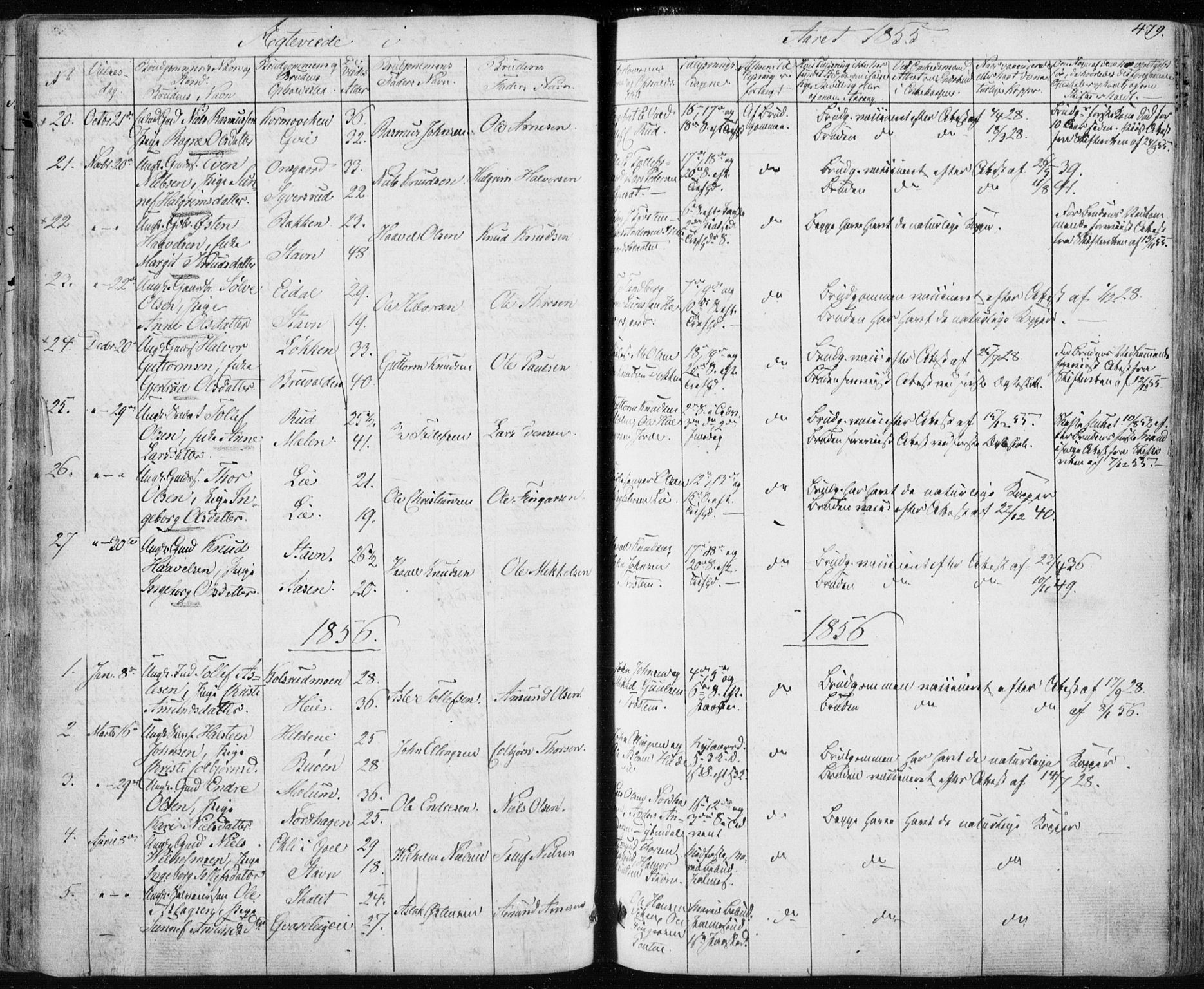Nes kirkebøker, SAKO/A-236/F/Fa/L0009: Parish register (official) no. 9, 1834-1863, p. 479