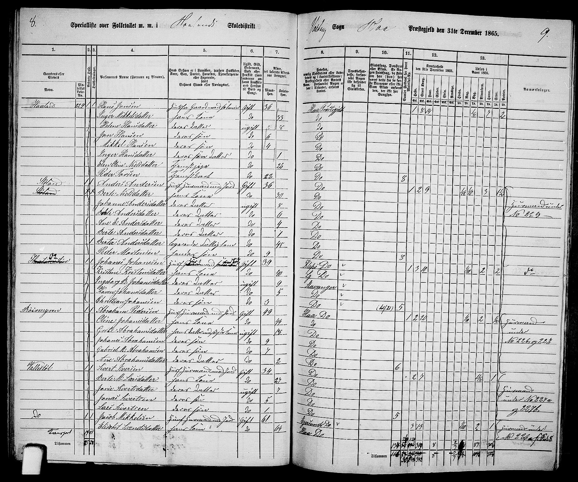 RA, 1865 census for Hå, 1865, p. 97