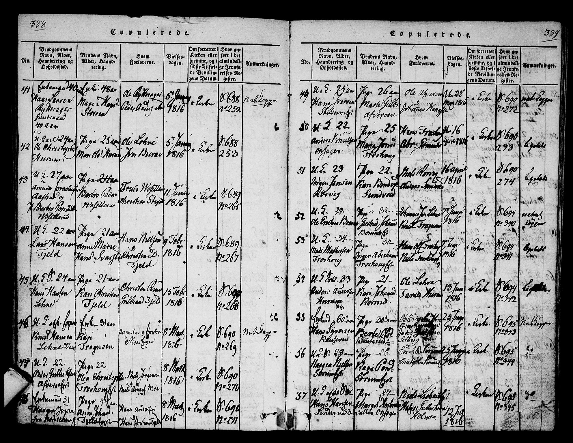 Hole kirkebøker, AV/SAKO-A-228/F/Fa/L0004: Parish register (official) no. I 4, 1814-1833, p. 388-389