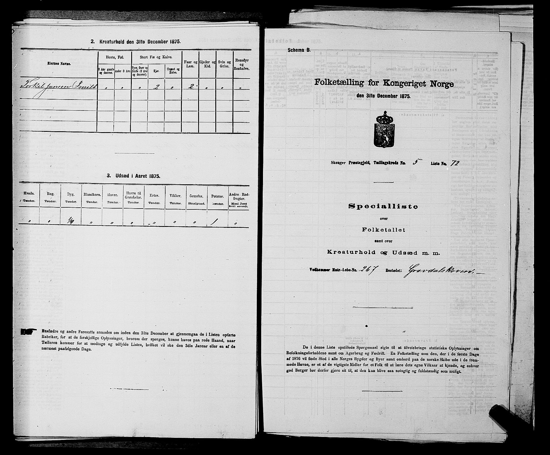 SAKO, 1875 census for 0712P Skoger, 1875, p. 826