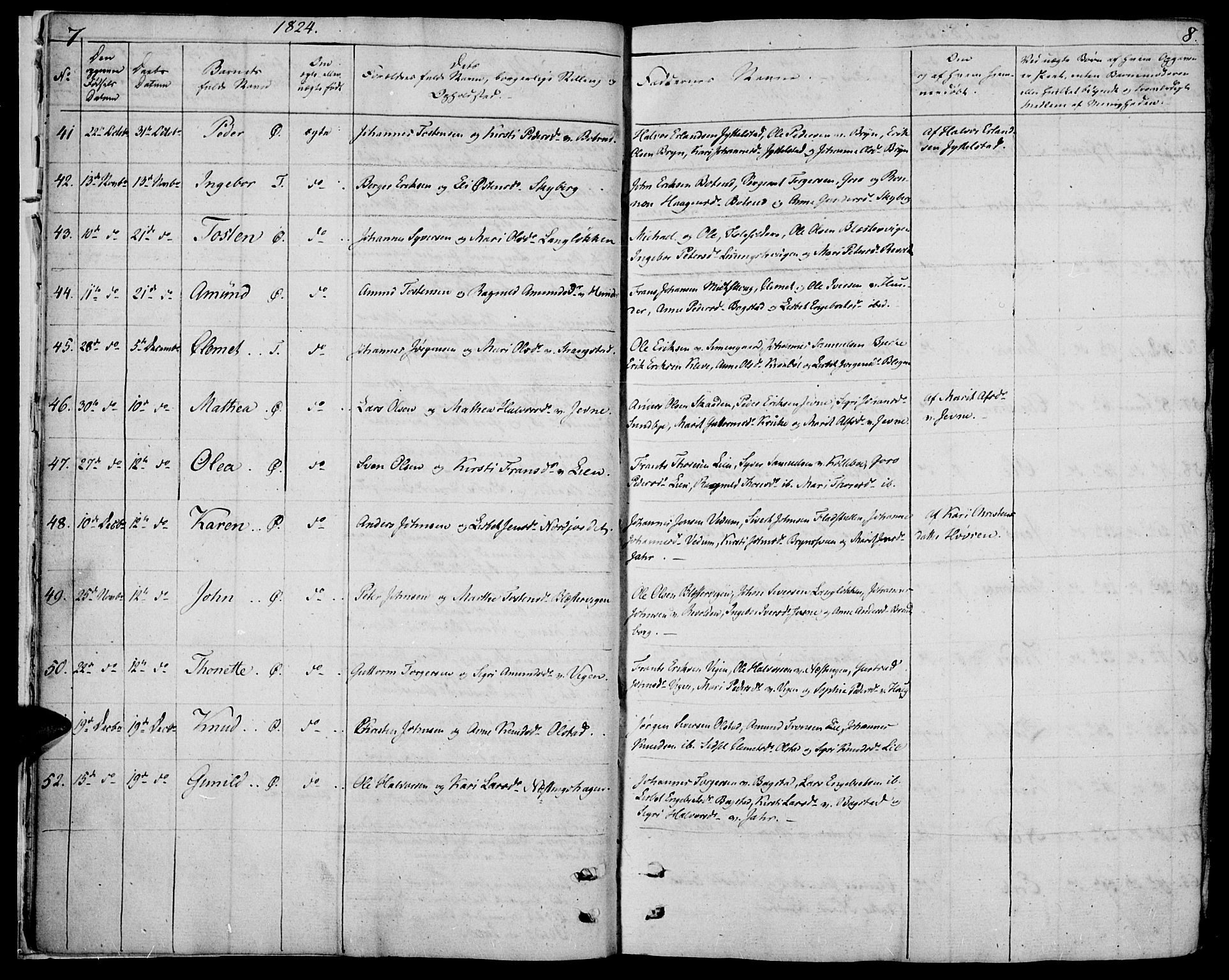 Øyer prestekontor, SAH/PREST-084/H/Ha/Haa/L0004: Parish register (official) no. 4, 1824-1841, p. 7-8
