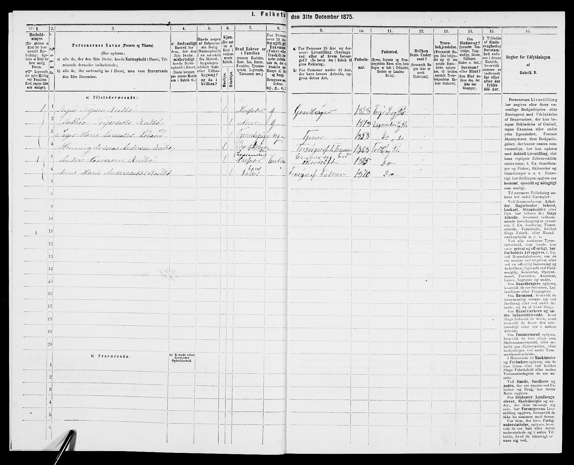 SAK, 1875 census for 0926L Vestre Moland/Vestre Moland, 1875, p. 559