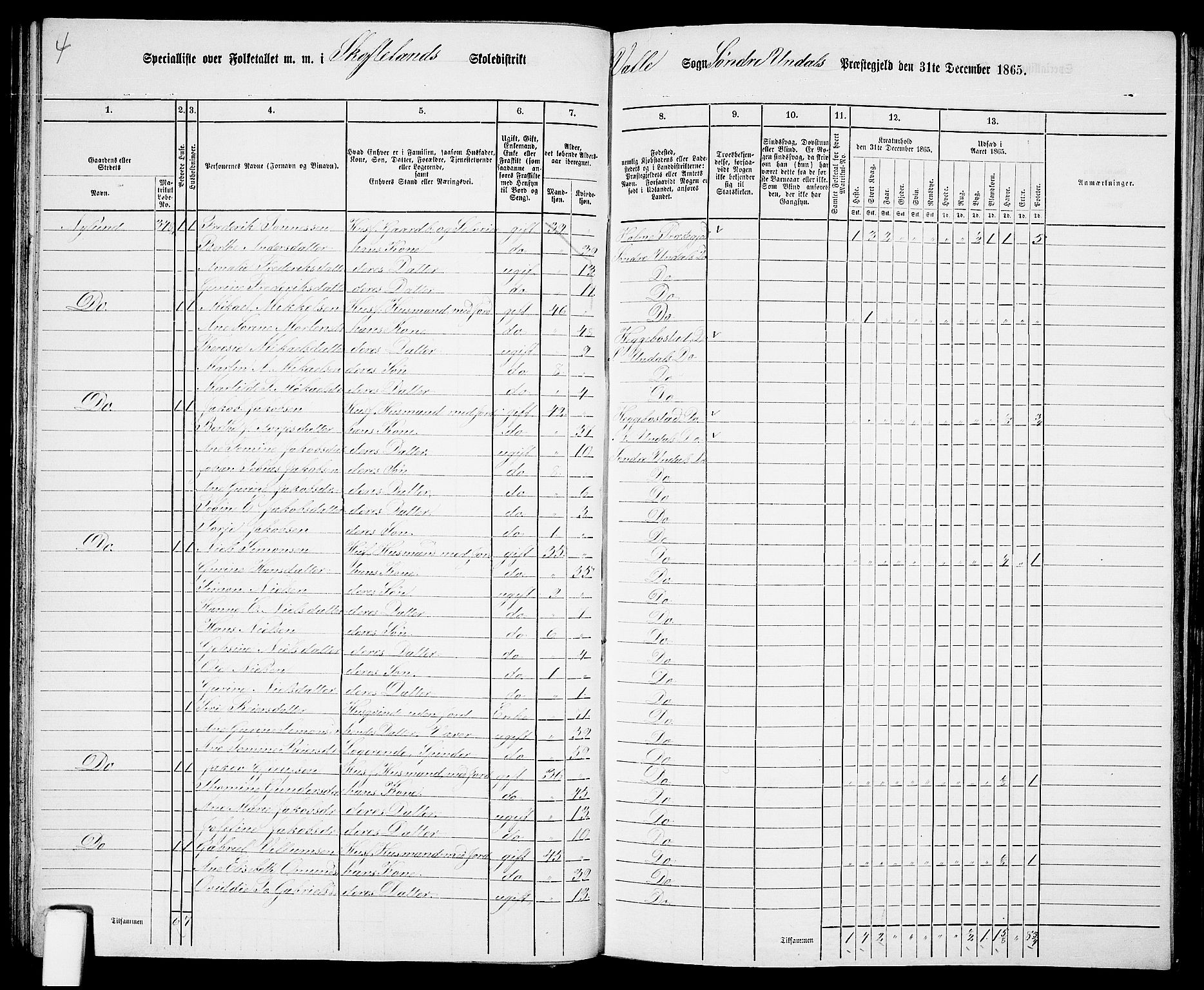 RA, 1865 census for Sør-Audnedal, 1865, p. 46