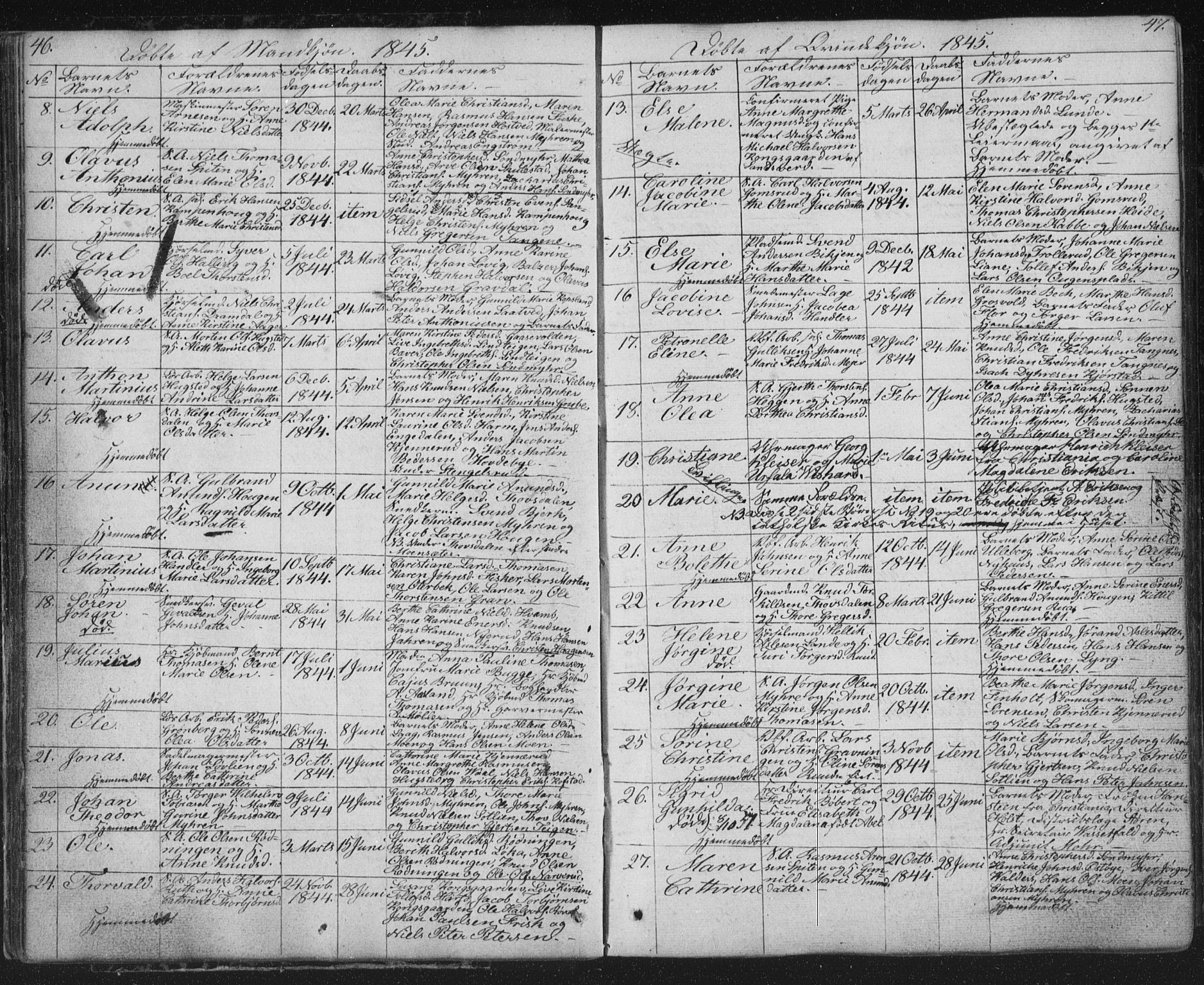 Kongsberg kirkebøker, SAKO/A-22/G/Ga/L0002: Parish register (copy) no. 2, 1839-1858, p. 46-47