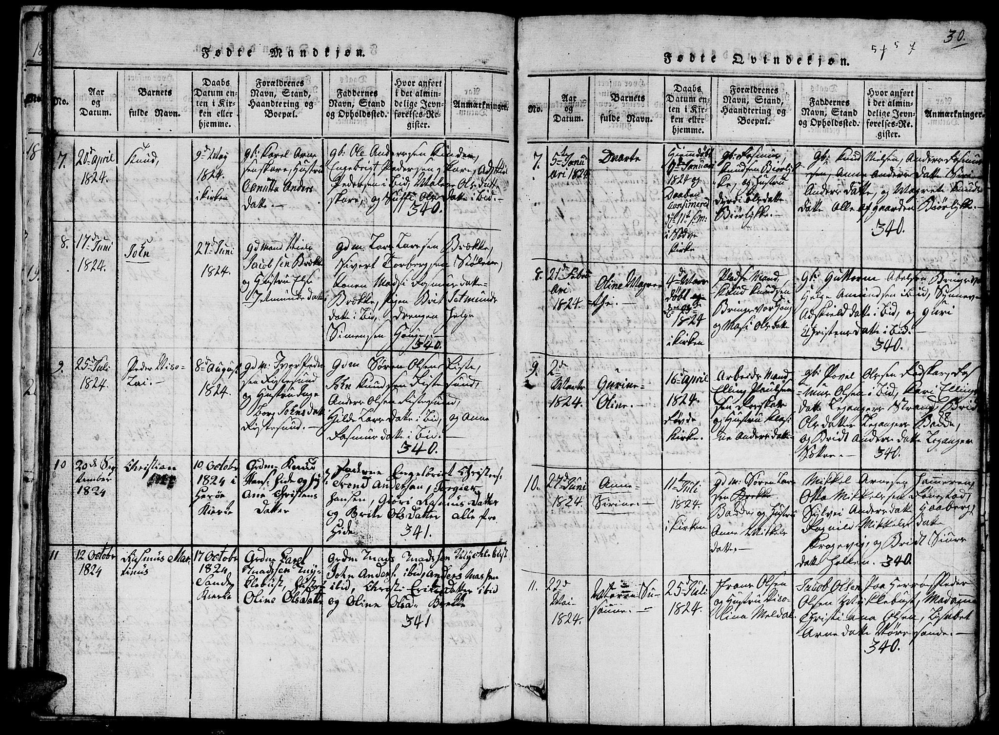 Ministerialprotokoller, klokkerbøker og fødselsregistre - Møre og Romsdal, SAT/A-1454/503/L0046: Parish register (copy) no. 503C01, 1816-1842, p. 30