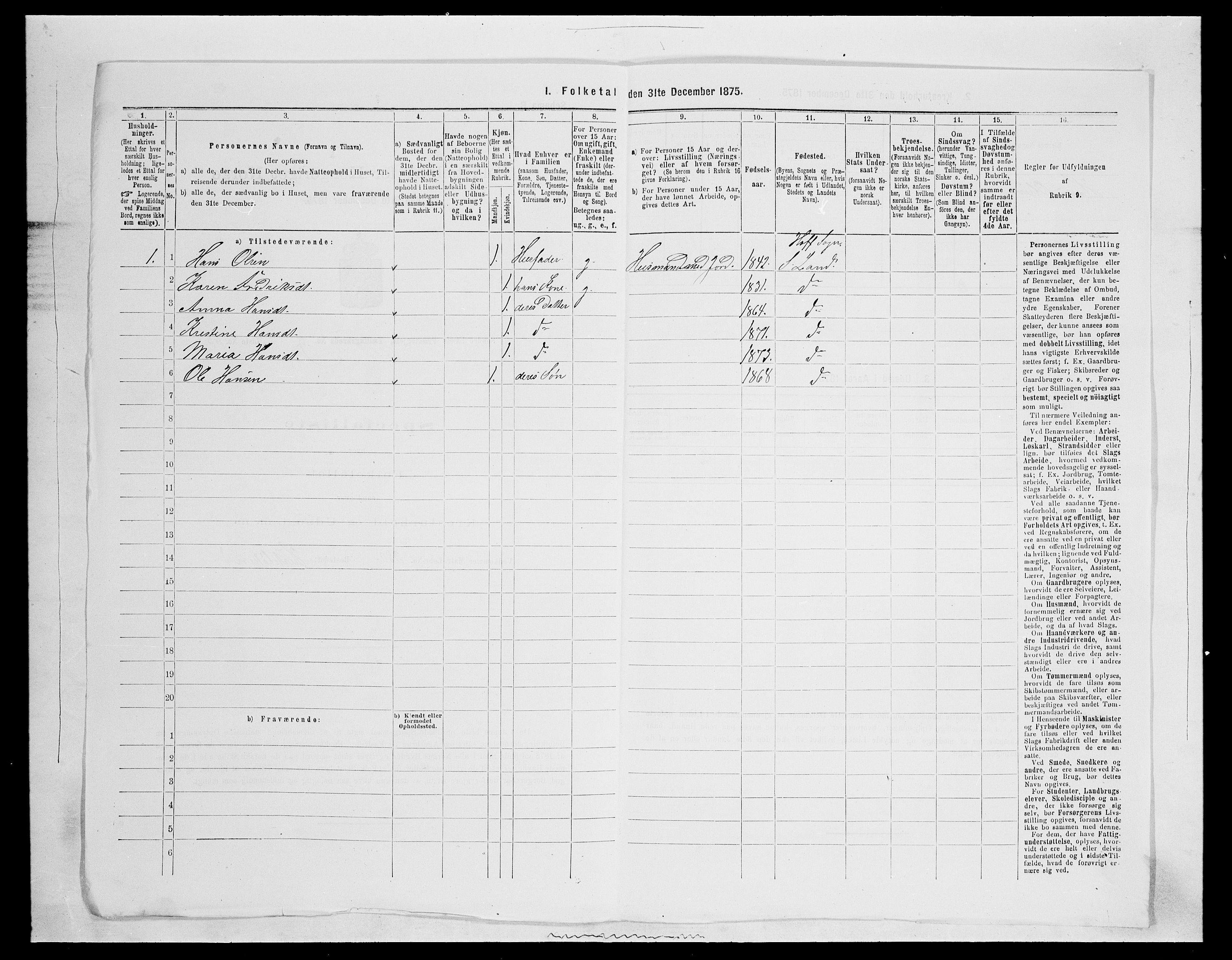 SAH, 1875 census for 0536P Søndre Land, 1875, p. 1453