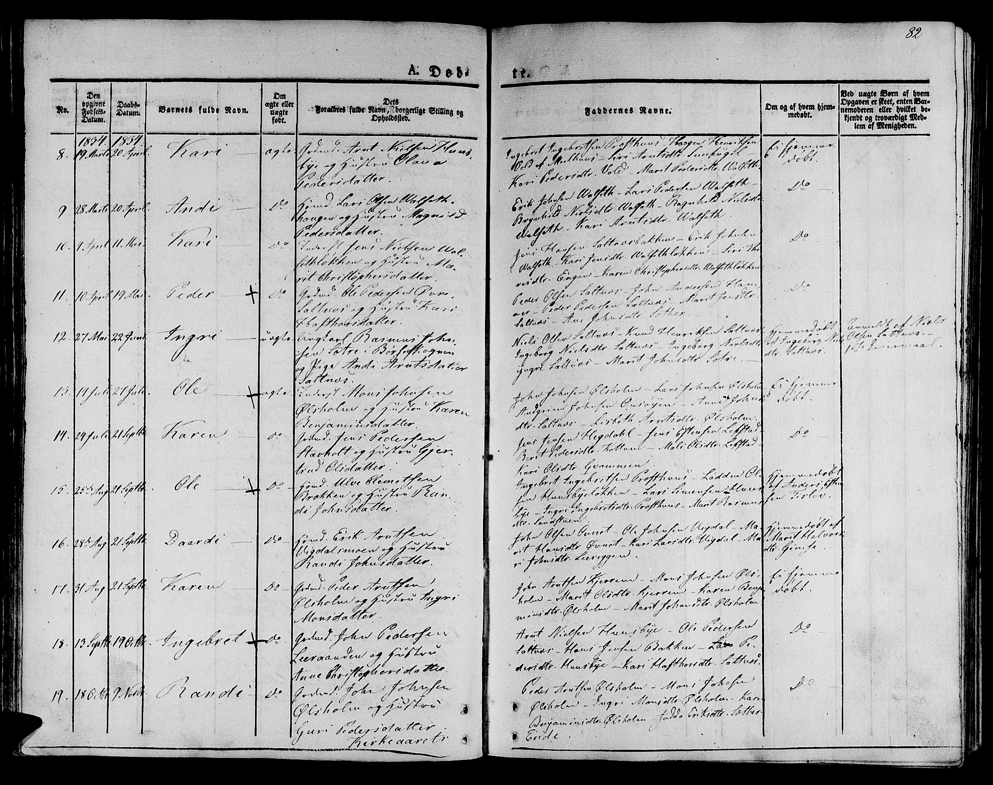 Ministerialprotokoller, klokkerbøker og fødselsregistre - Sør-Trøndelag, AV/SAT-A-1456/612/L0375: Parish register (official) no. 612A07 /2, 1829-1845, p. 82