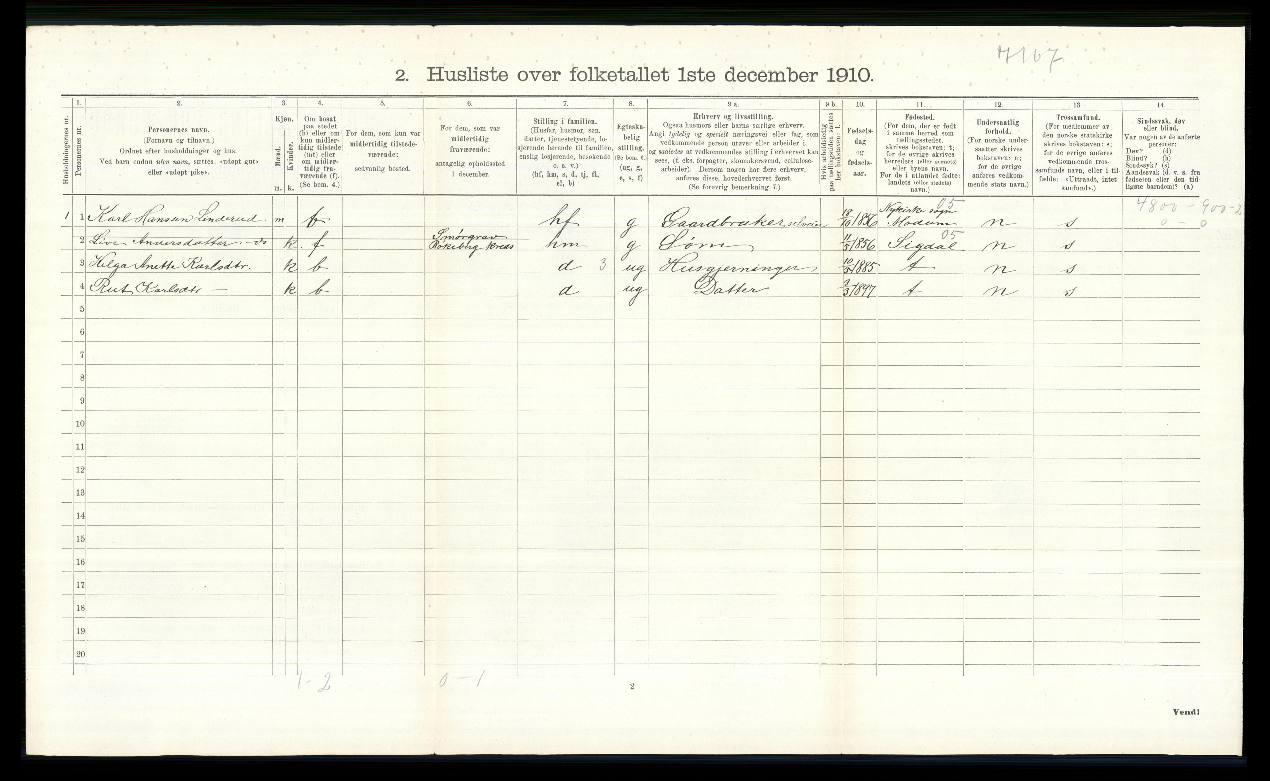 RA, 1910 census for Øvre Eiker, 1910, p. 784